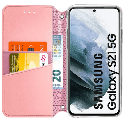Mocaa Samsung Galaxy S21 Magnetic Mandala Wallet Roze