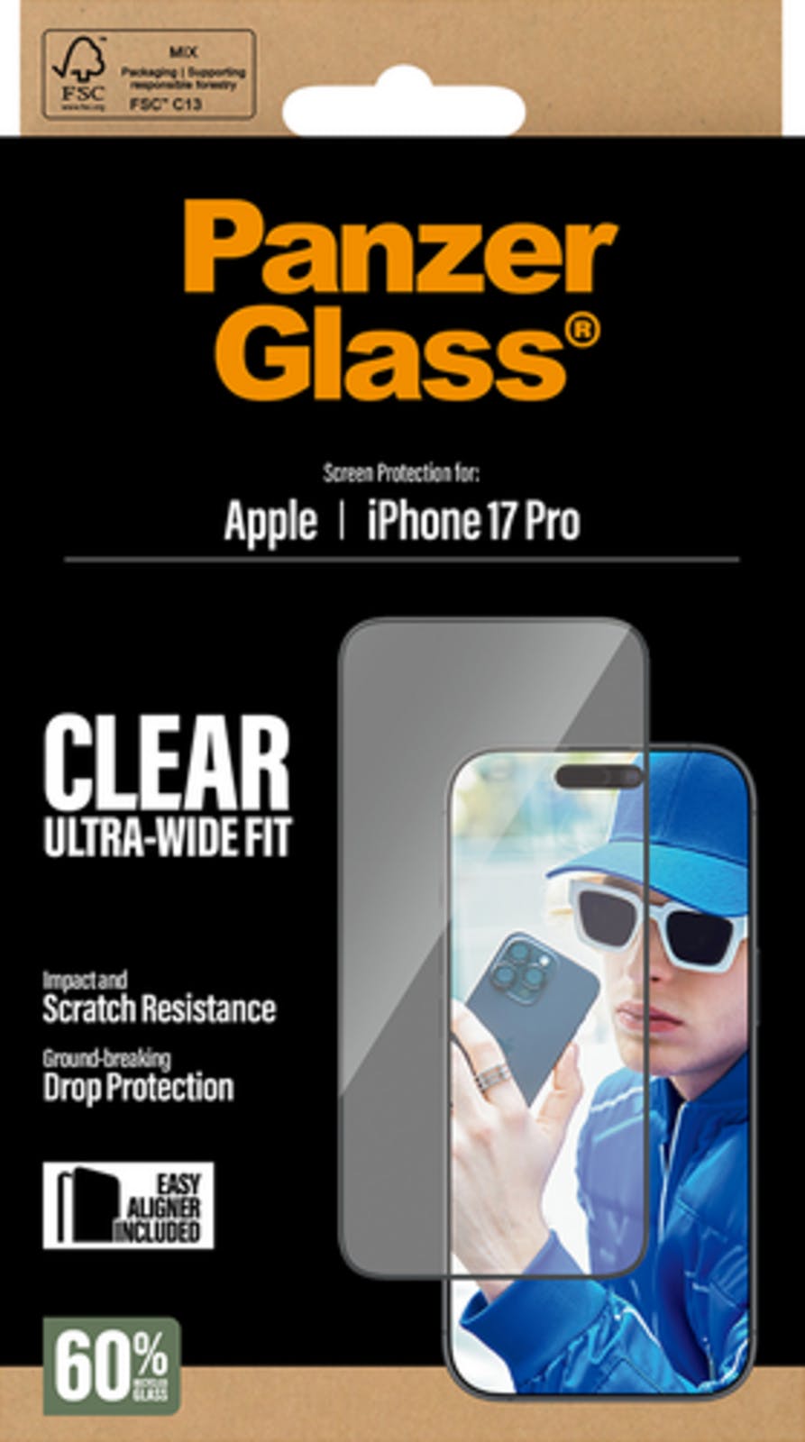 PanzerGlass iPhone 17 Pro Ultra-Wide Fit Screenprotector Transparant