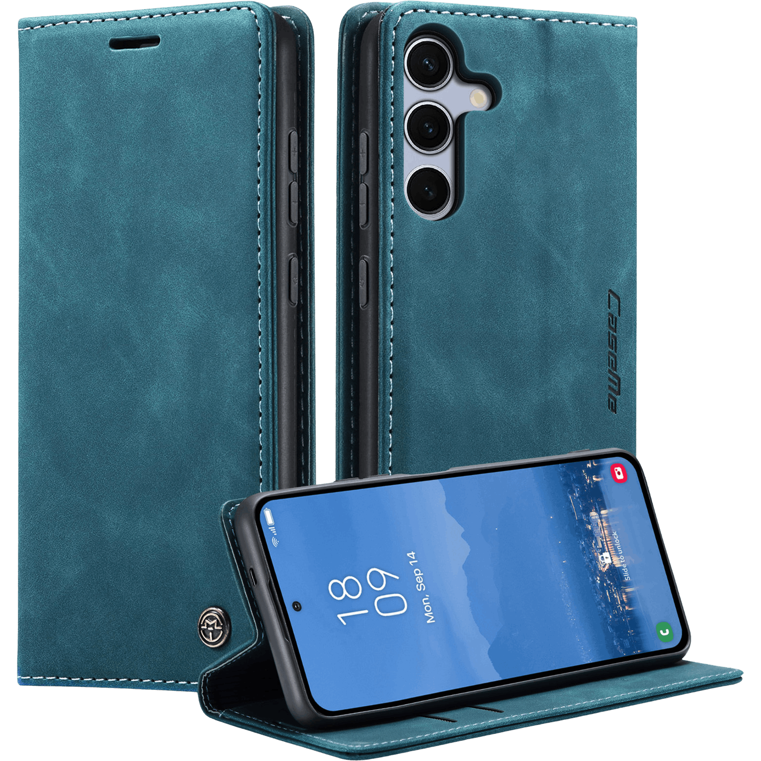 Caseme Samsung Galaxy S25 FE Business Bookcase Hoesje Blauw