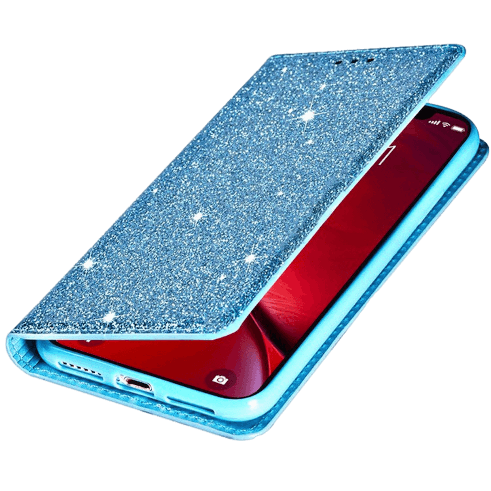 Comfycase iPhone 12 (Pro) Flash Powder Slim-Fit Flipcover Blauw
