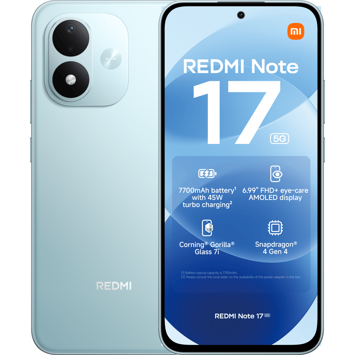 Xiaomi Redmi Note 17 5G Sky Teal - Voorkant & achterkant