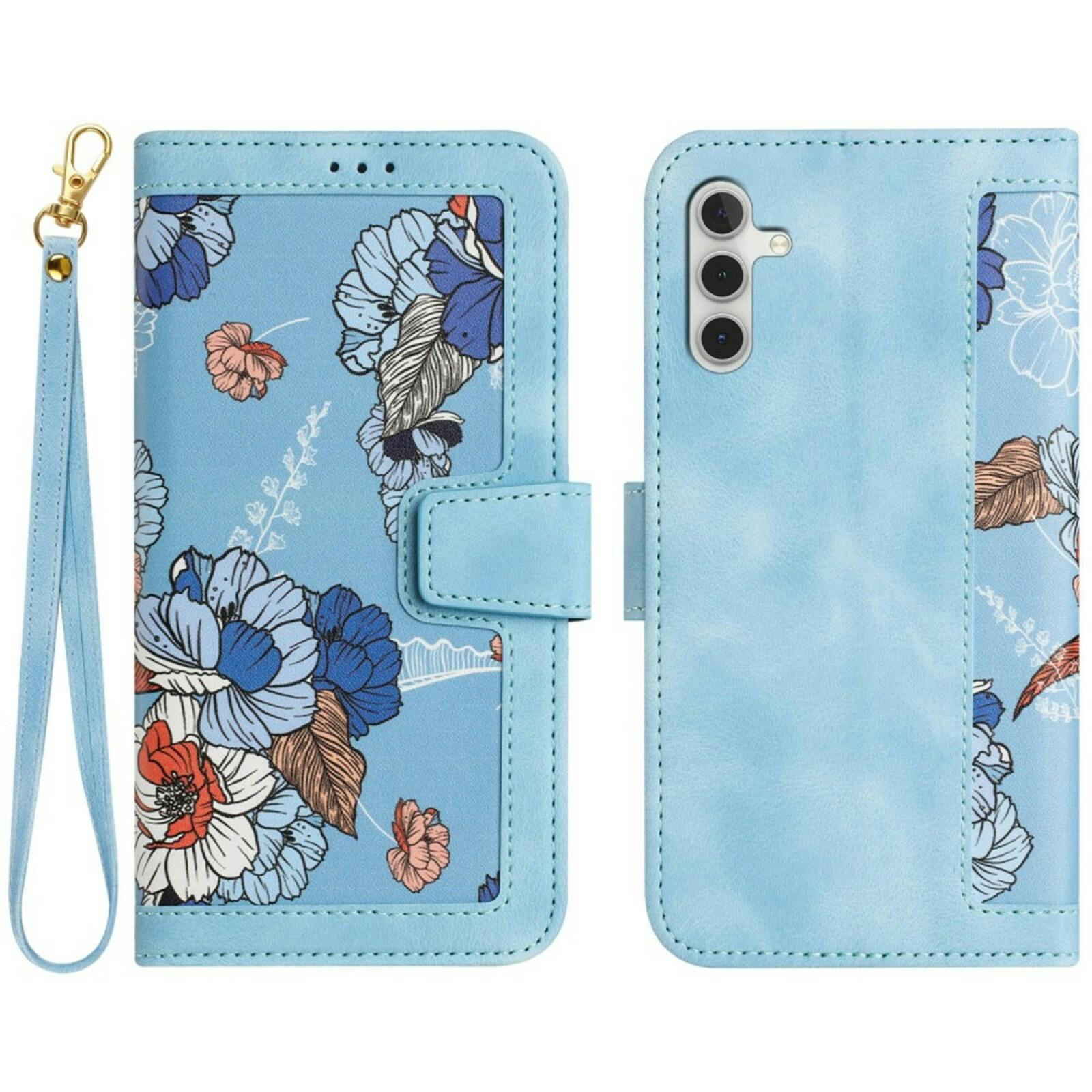 Mocaa Samsung Galaxy A55 Floral Series Bookcase Blauw