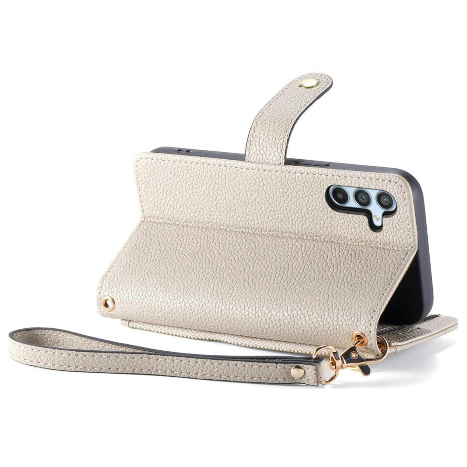 Mocaa Samsung Galaxy A56 Love Heart Wallet Hoesje Beige