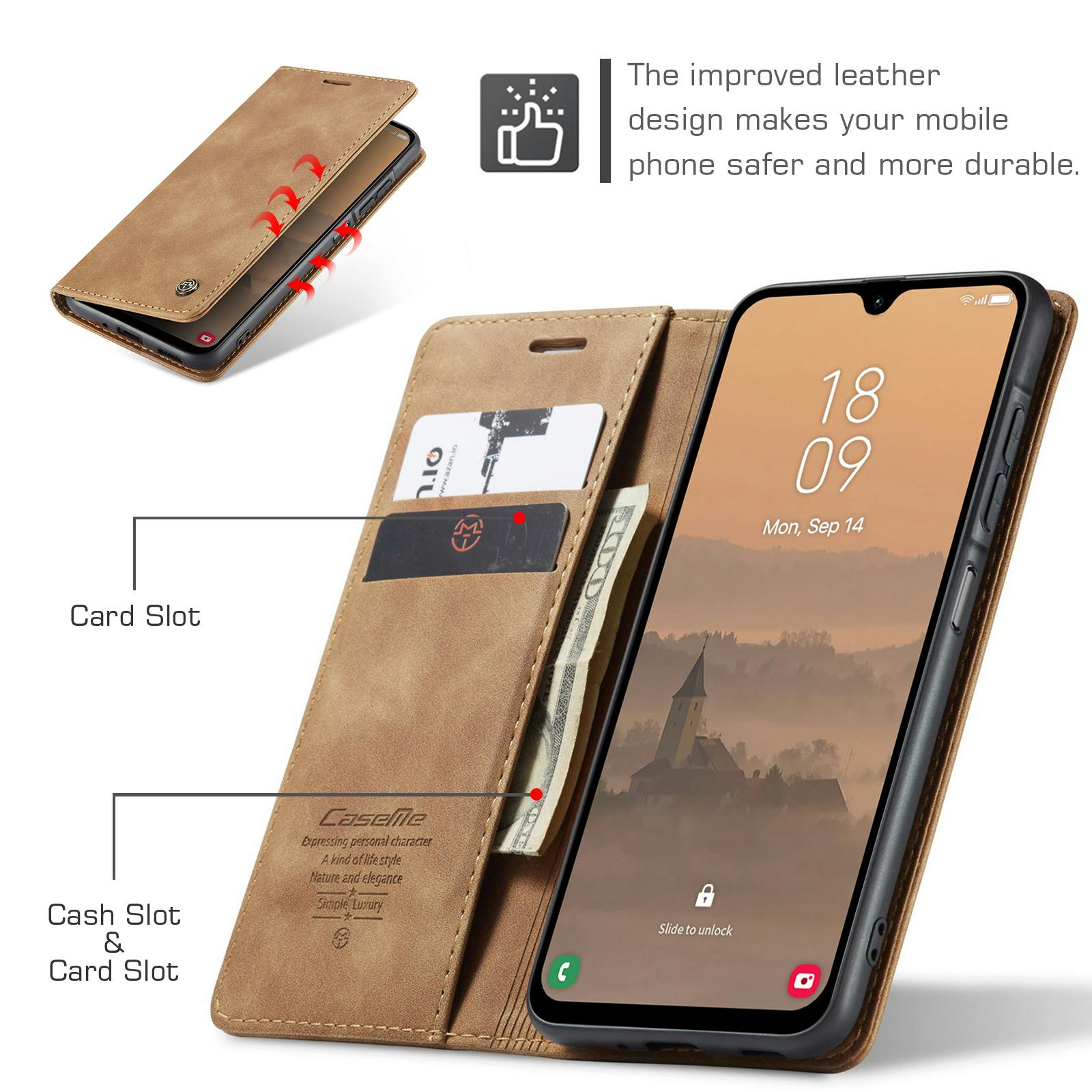 Caseme Samsung Galaxy A57 Business Bookcase Hoesje Grijs