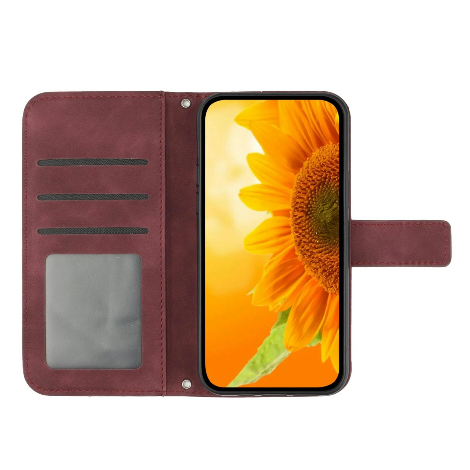 Mocaa Samsung Galaxy S25 FE Sunflower Bookcase met Koord Rood