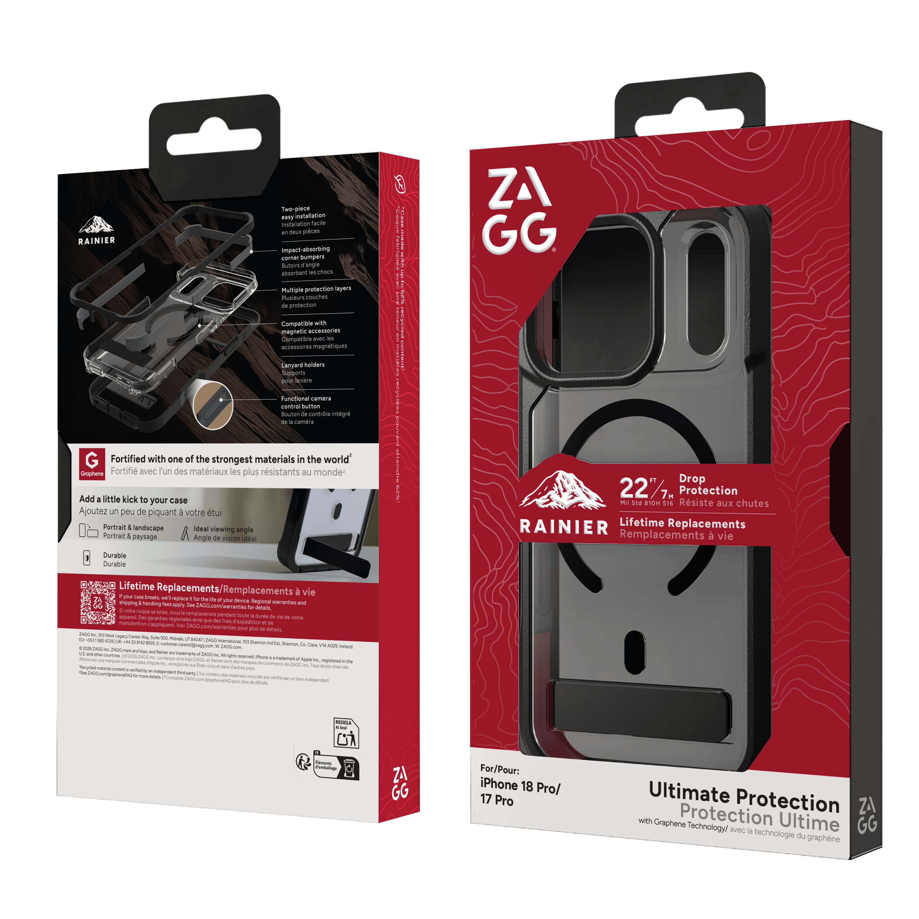 ZAGG iPhone 17 Pro / 18 Pro Rainier MagSafe Hoesje met Kickstand Zwart