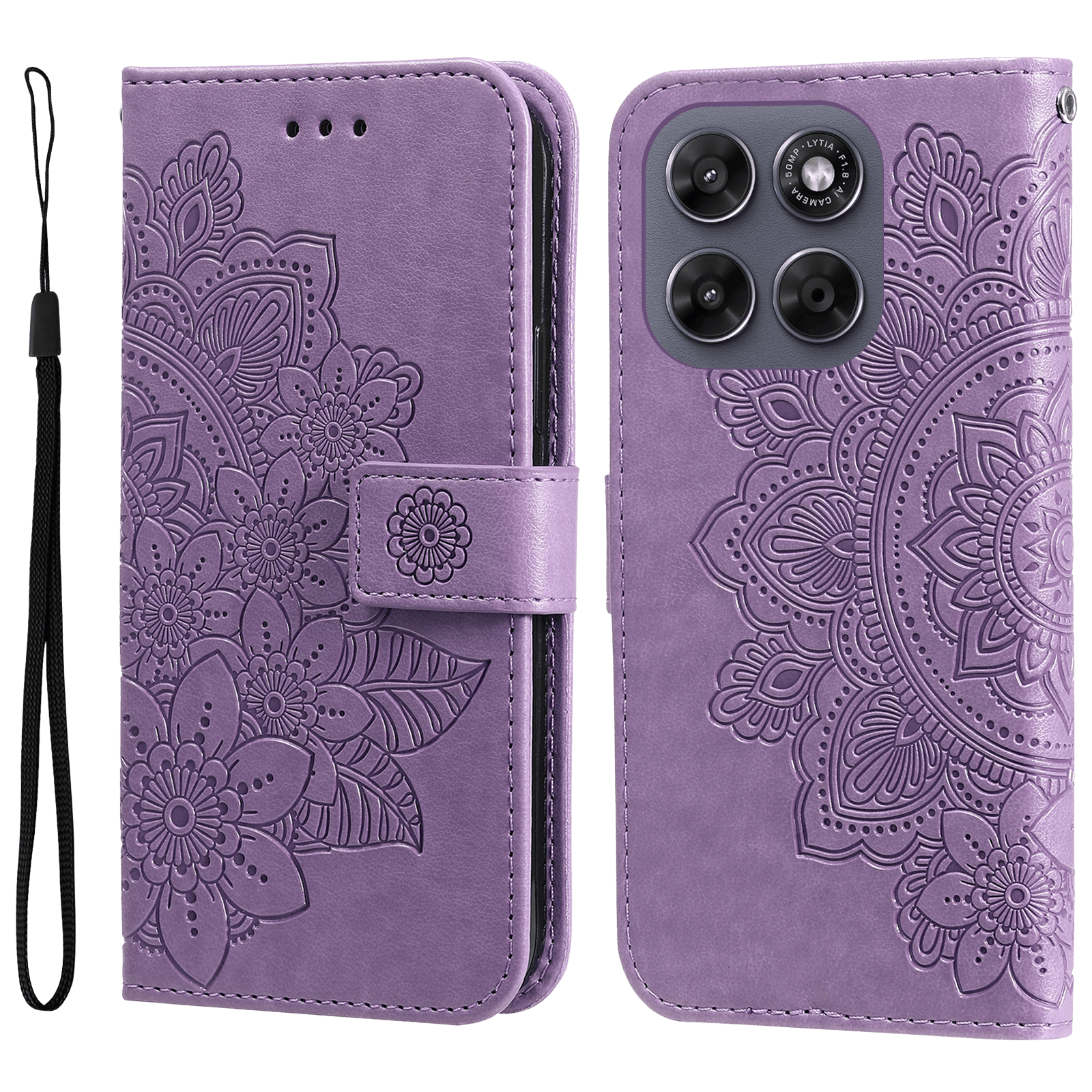 Comfycase Motorola Moto G67 Mandala Wallet Paars