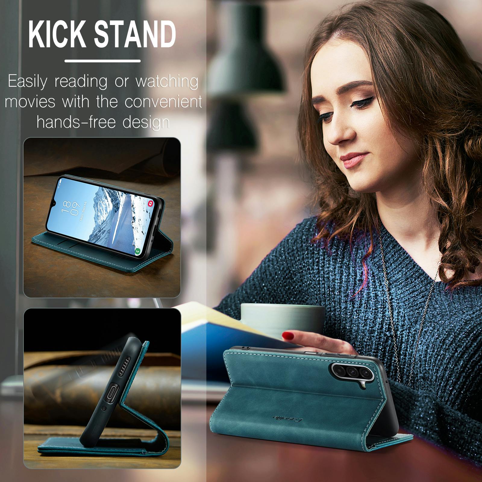 Caseme Samsung Galaxy A37 Business Bookcase Hoesje Blauw
