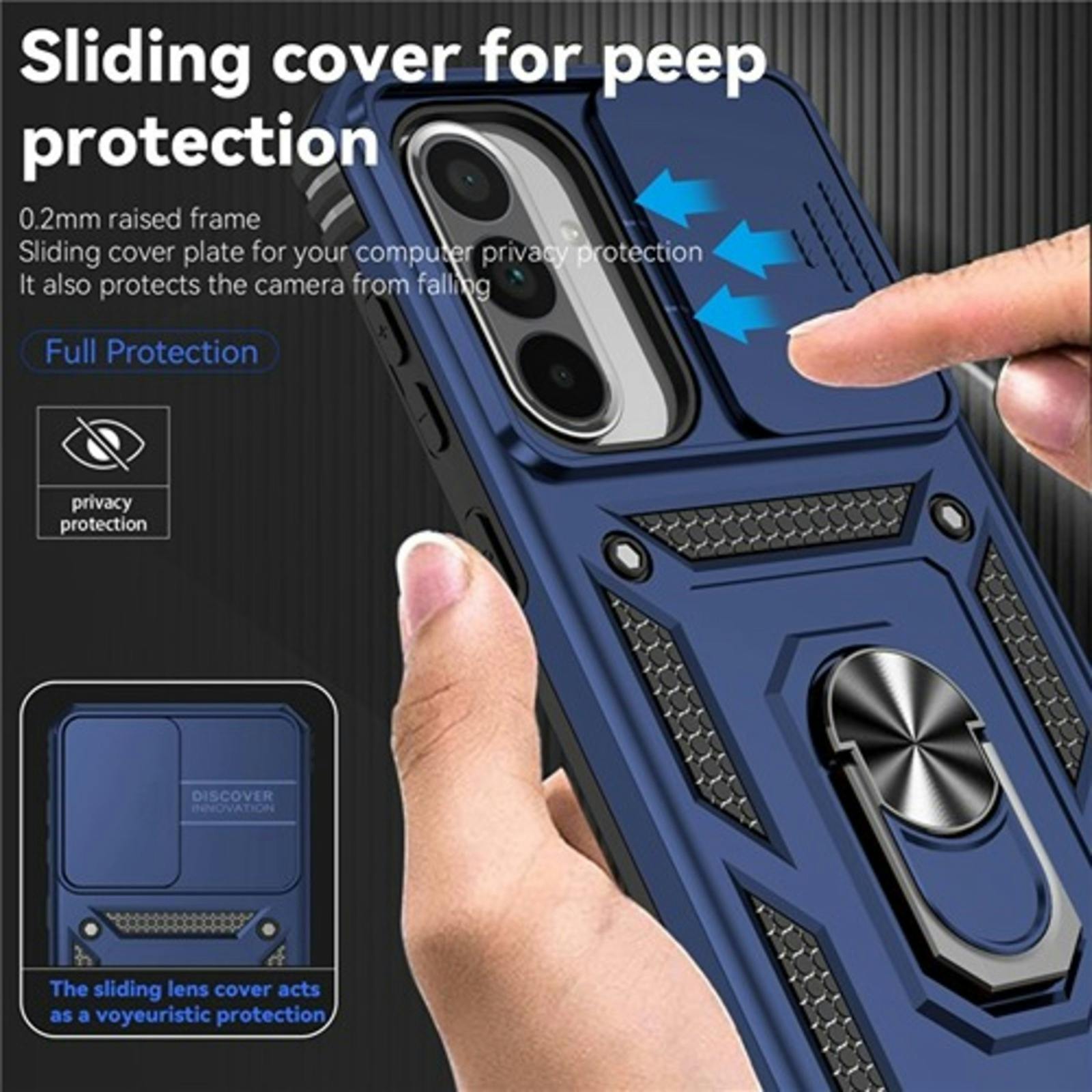 CaseBody Samsung A56 / A36 Shield Case met Camera-schuif Blauw