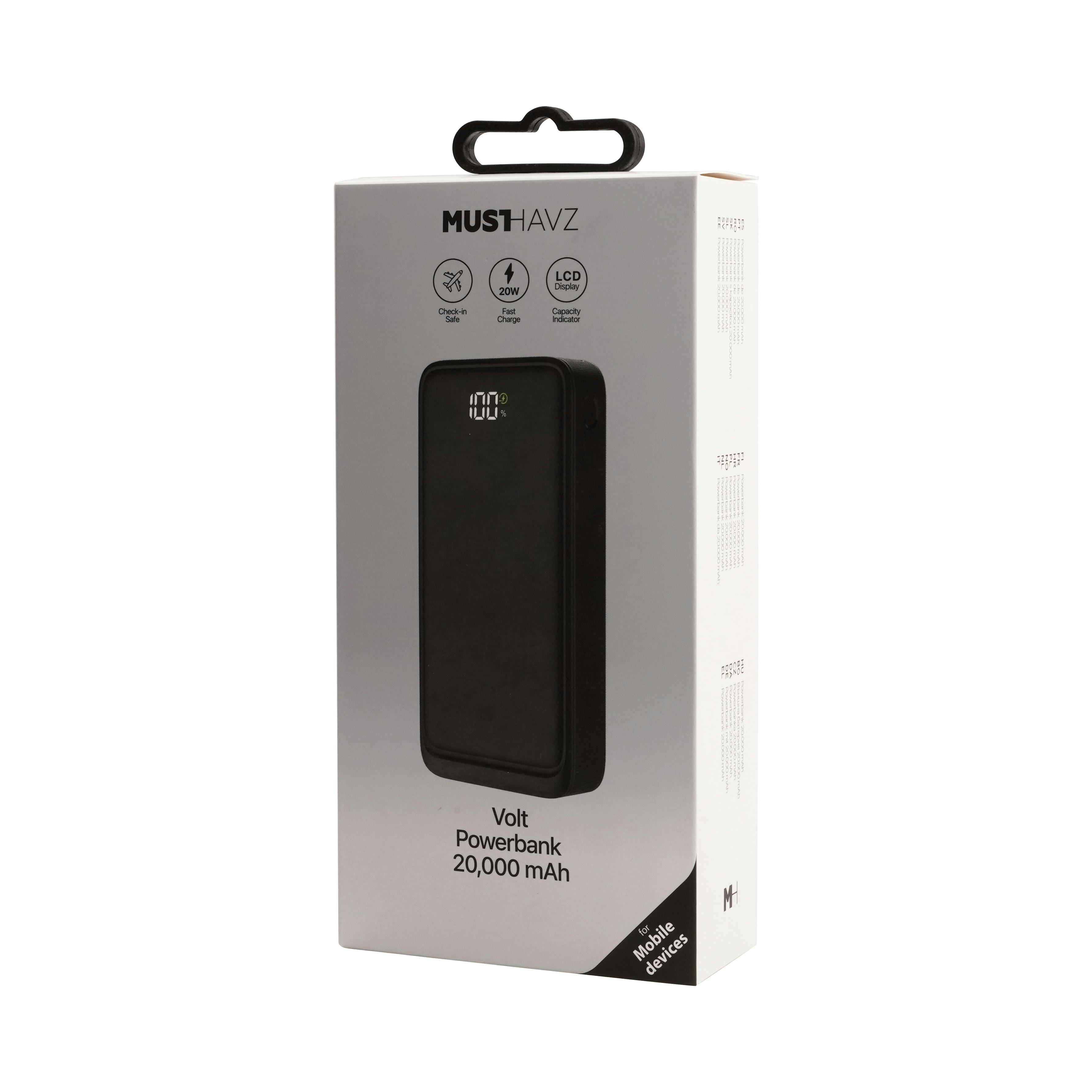 Musthavz Volt Powerbank 20W PD Zwart 20.000mAh