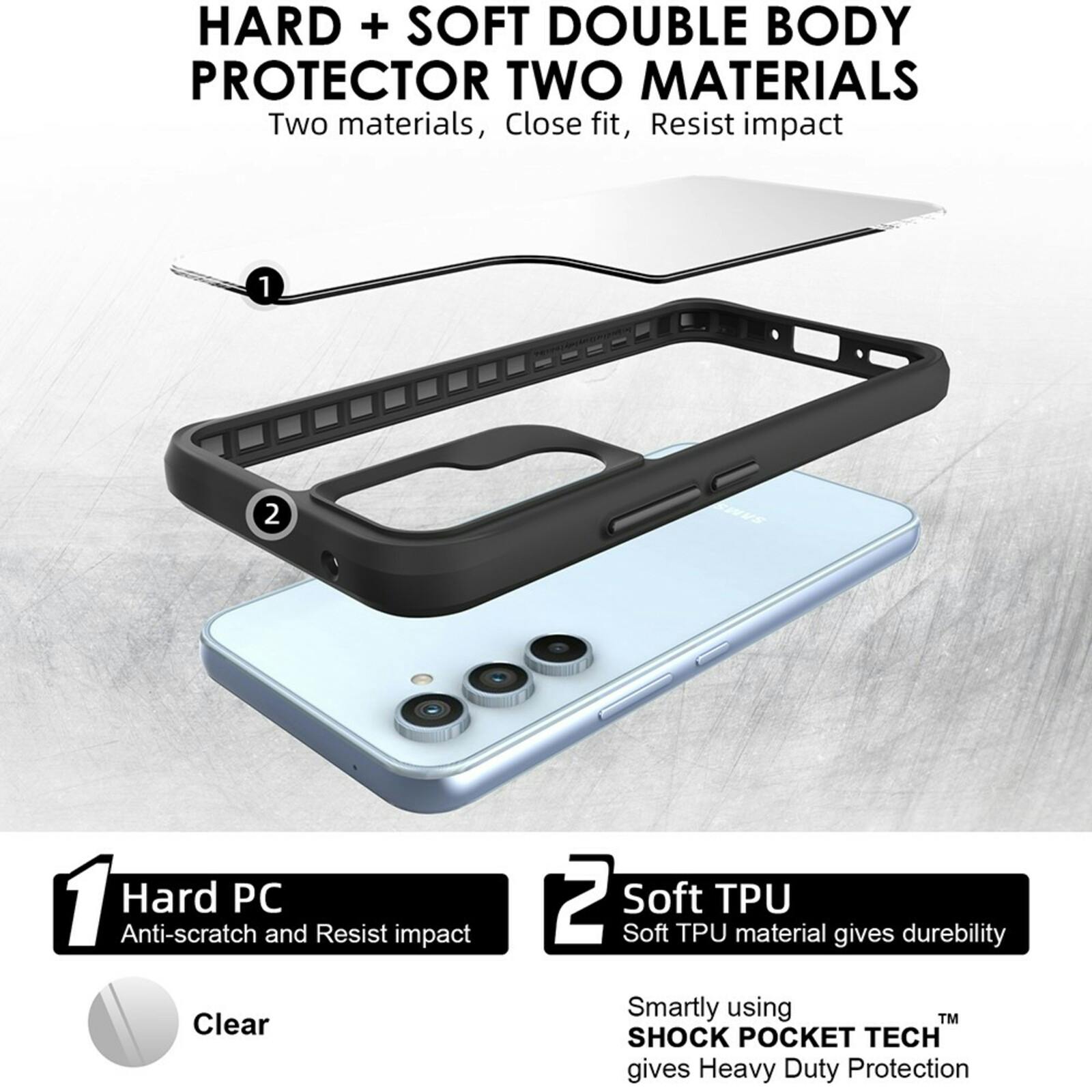 CaseBody Samsung A15 Combat X Beschermhoesje Zwart