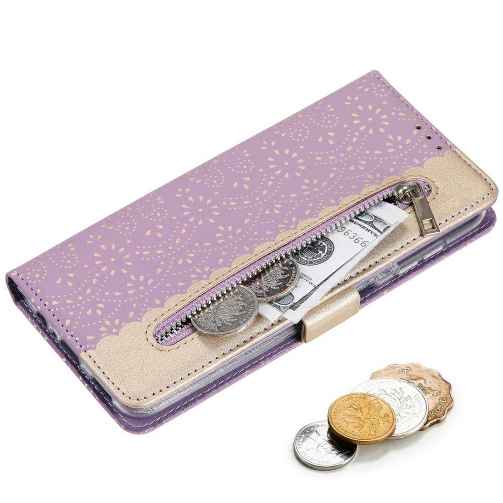 Mocaa Samsung Galaxy A25 Zipper Book Hoesje Paars