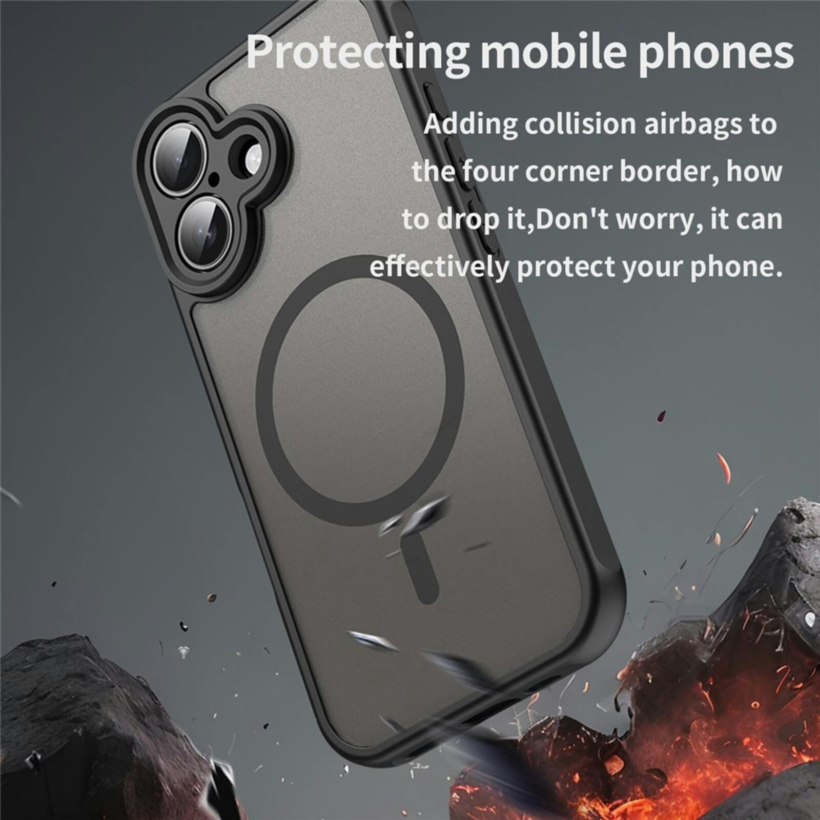 Mocaa Apple iPhone 16 Slim Anti-Shock MagSafe Hoesje Zwart