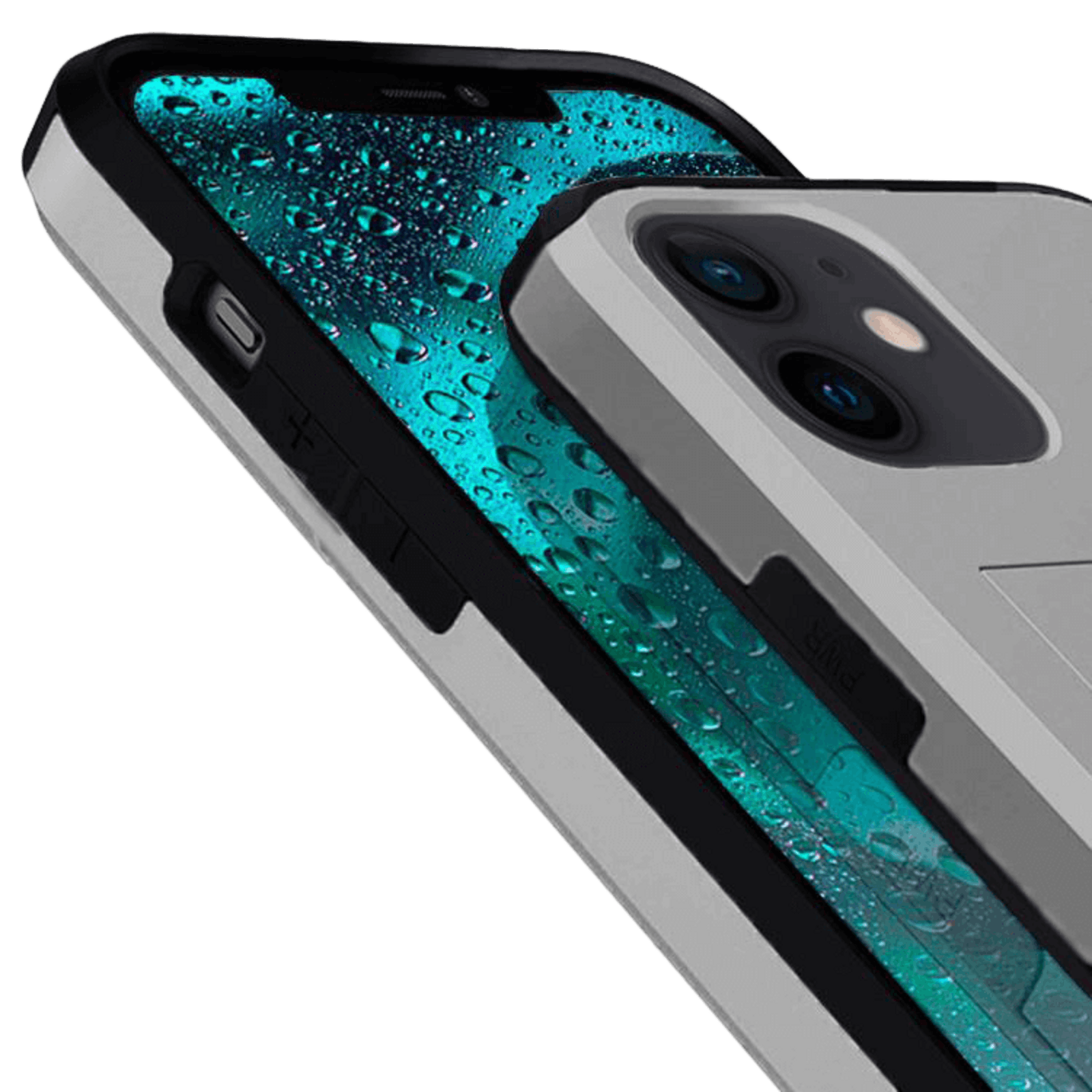 Slide Case iPhone 12 Mini Hoesje met Pashouder Zilver