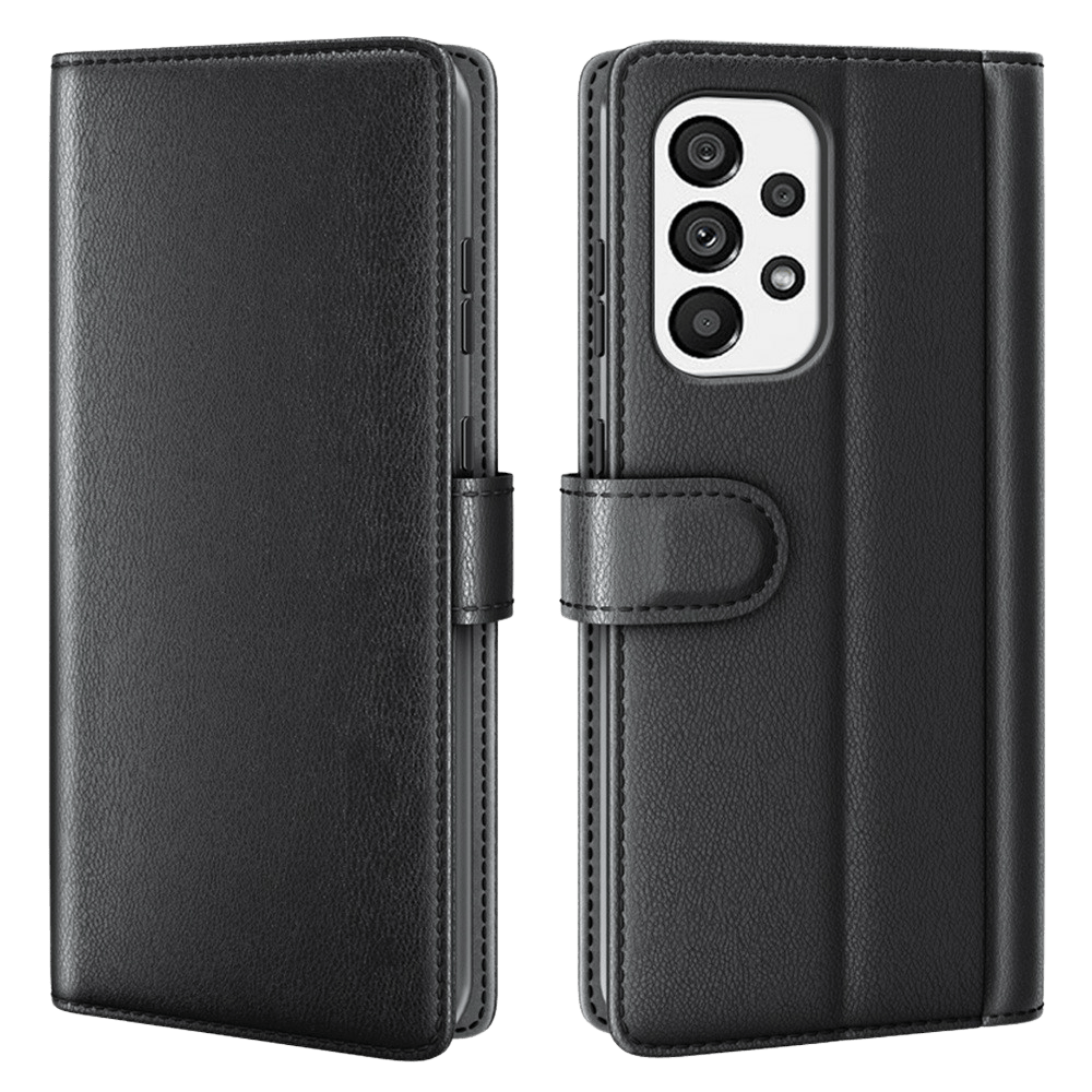 Mocaa Samsung Galaxy A53 Leder Bookcase Telefoonhoesje Zwart