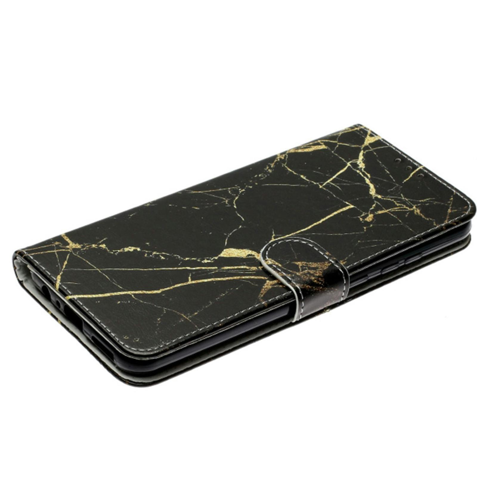 Mocaa Huawei P Smart 2020 Marmer Bookcase Hoesje Zwart