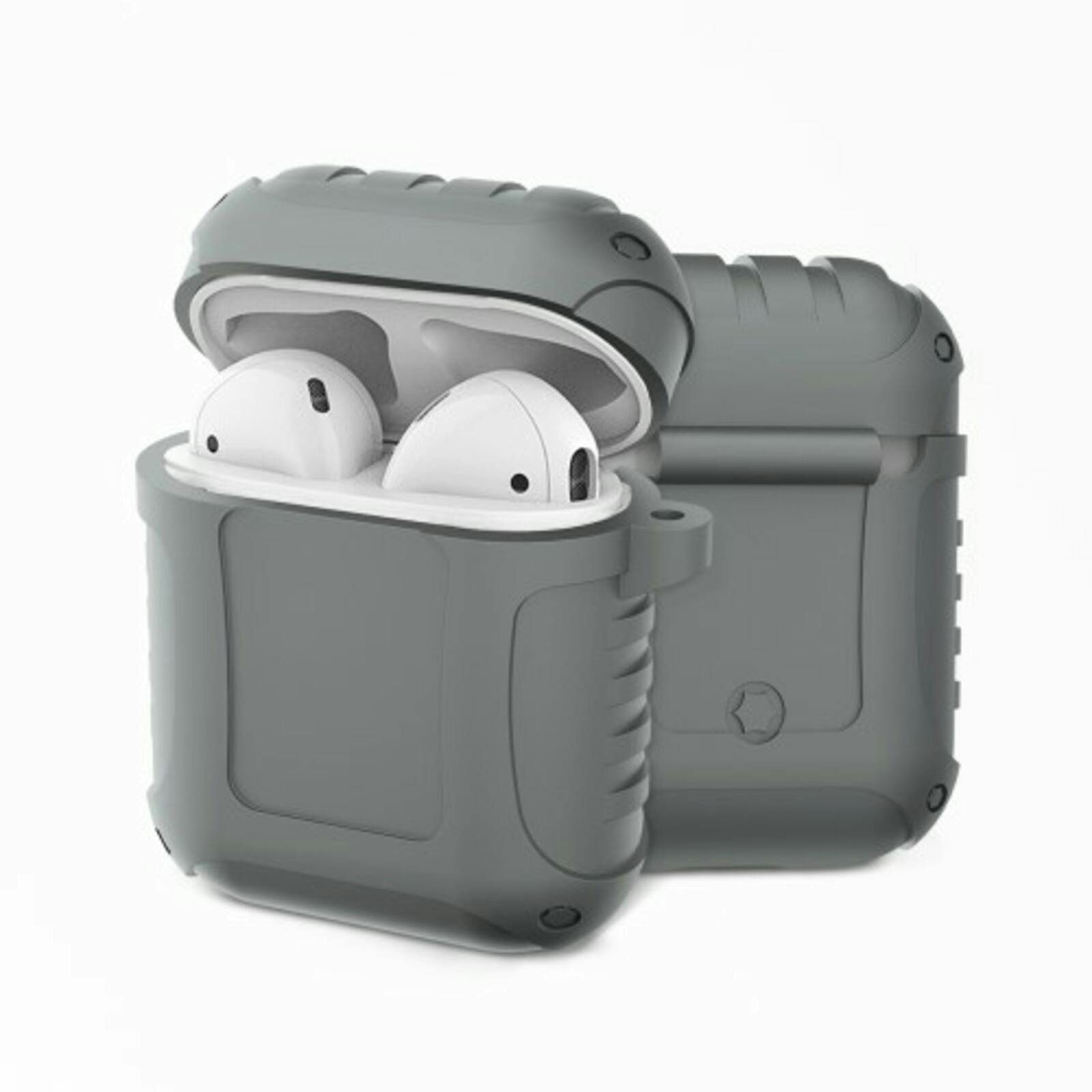 Comfycase Shockproof AirPods 1/2 Hoesje met Riemhaak Grijs