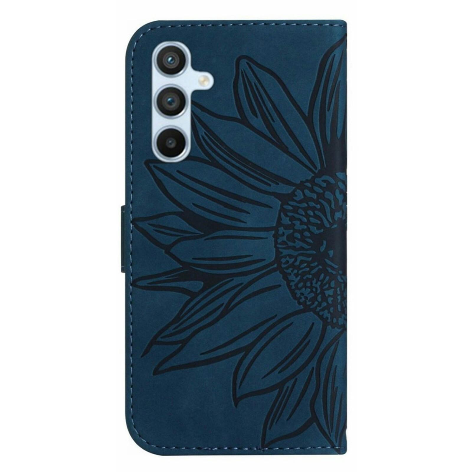 Mocaa Samsung Galaxy A56 Sunflower Bookcase met Koord Blauw