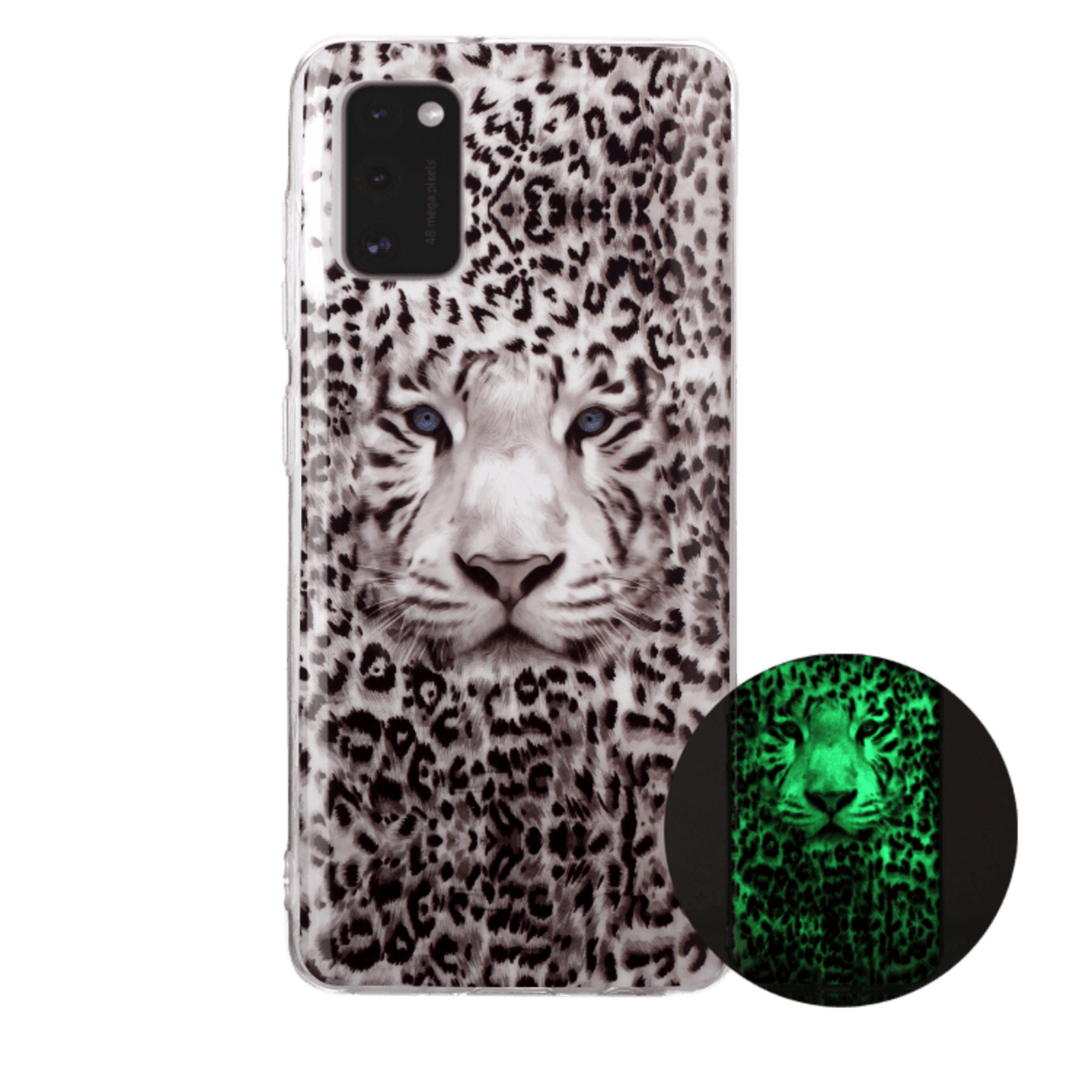 Mocaa Samsung Galaxy A41 Glow in the Dark Hoesje Luipaardprint Meerkleurig