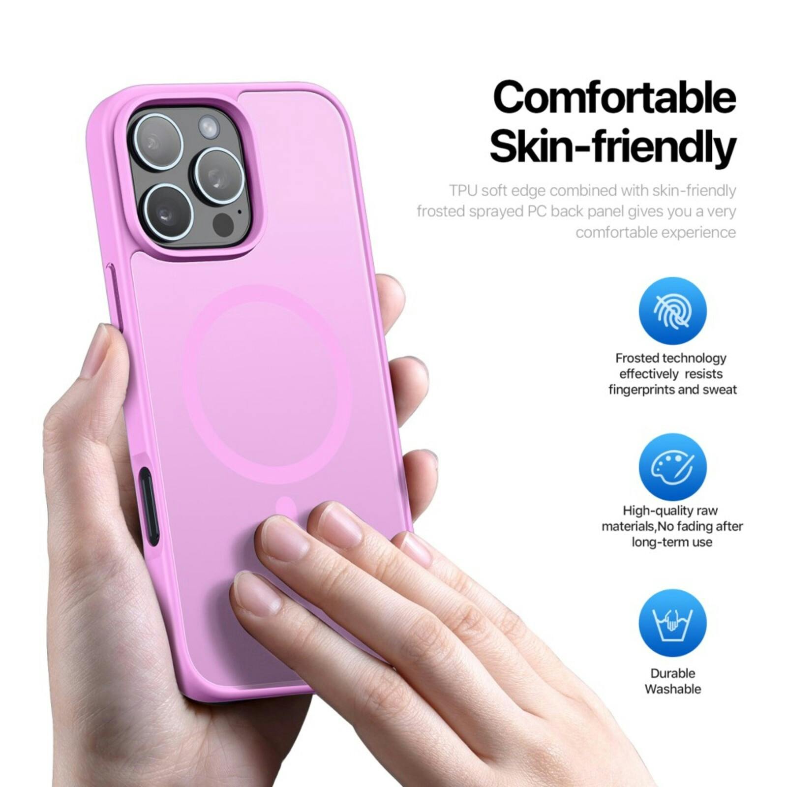 DUX DUCIS iPhone 16 Pro Mat MagSafe Hoesje Roze