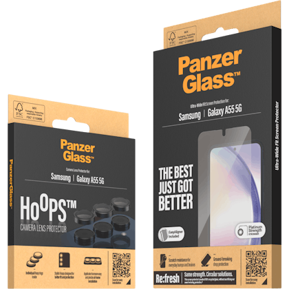 PanzerGlass Galaxy A55 Glazen Screenprotector + HOOPS Camera Screenprotector