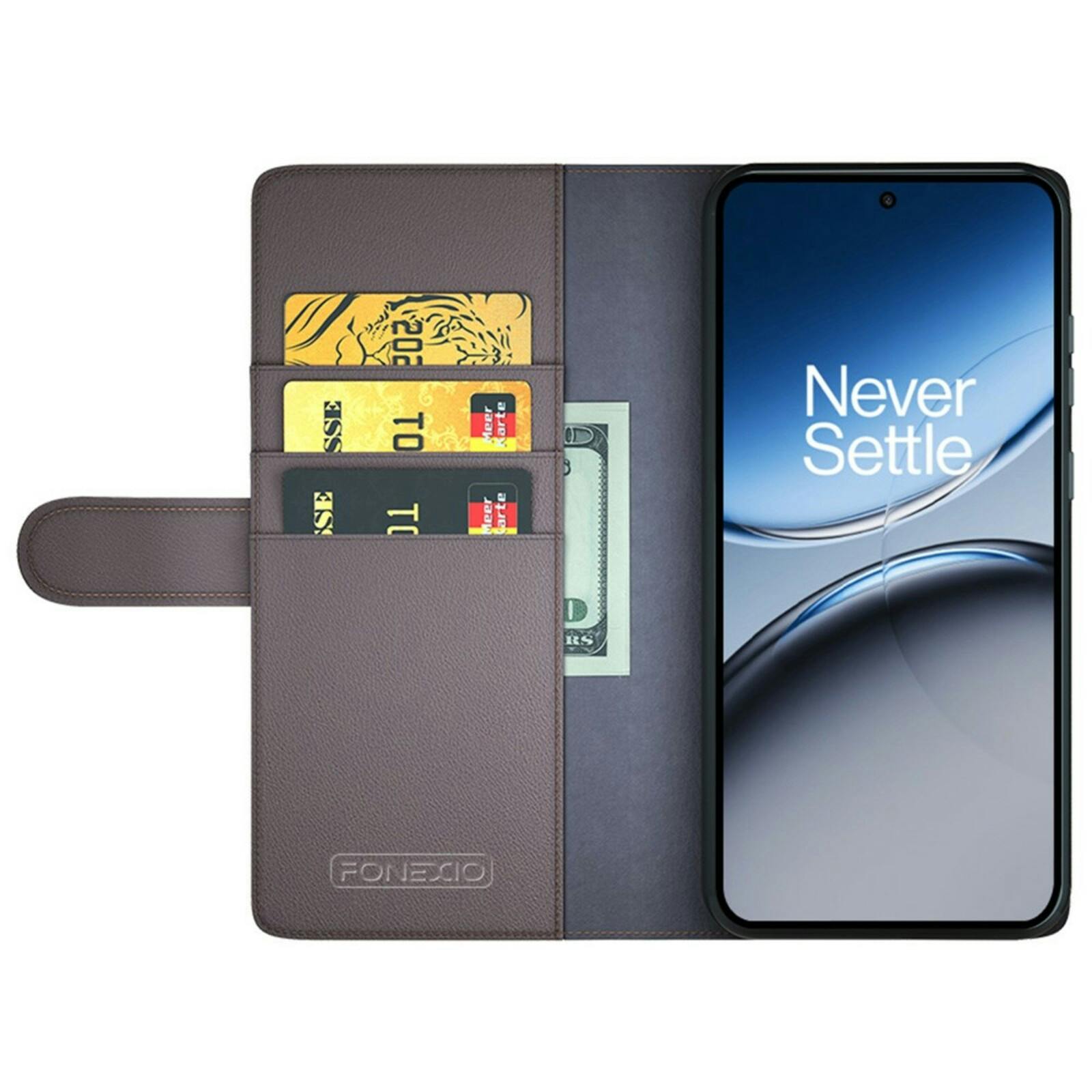 Fonexio OnePlus Nord 4 Luxe Lederen Book Case Bruin