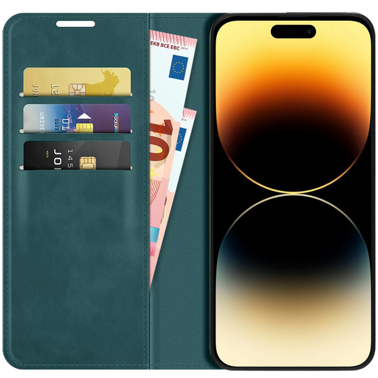 Just in Case iPhone 15 Pro Max Magnetisch Portemonnee Hoesje Groen