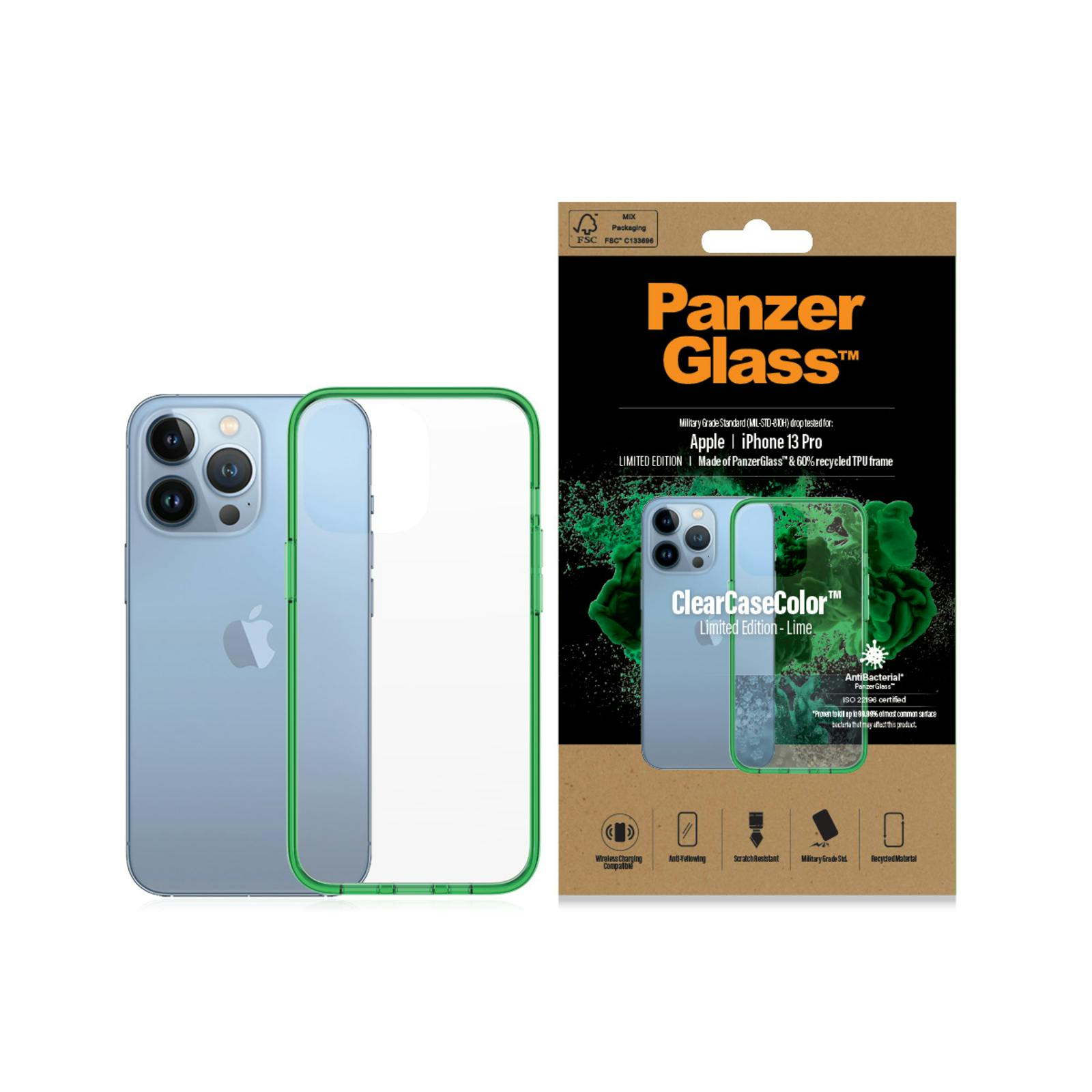 PanzerGlass iPhone 13 Pro Clear Case Lime