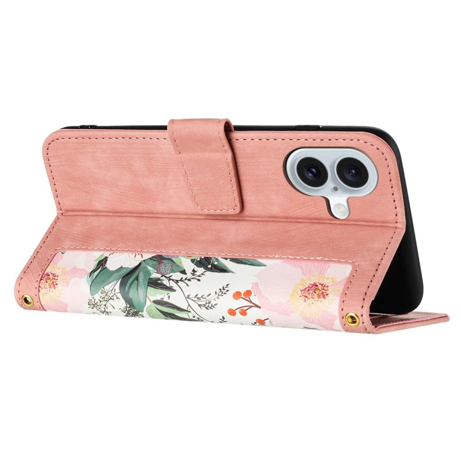 Mocaa Apple iPhone 16 Floral Series Bookcase Roze