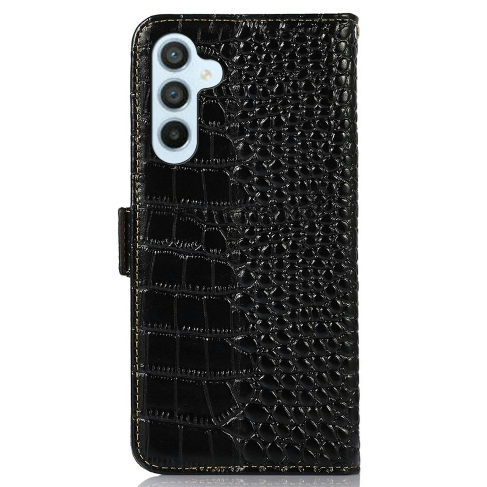 Mocaa Samsung S23 FE Croco Book Case Leer Zwart