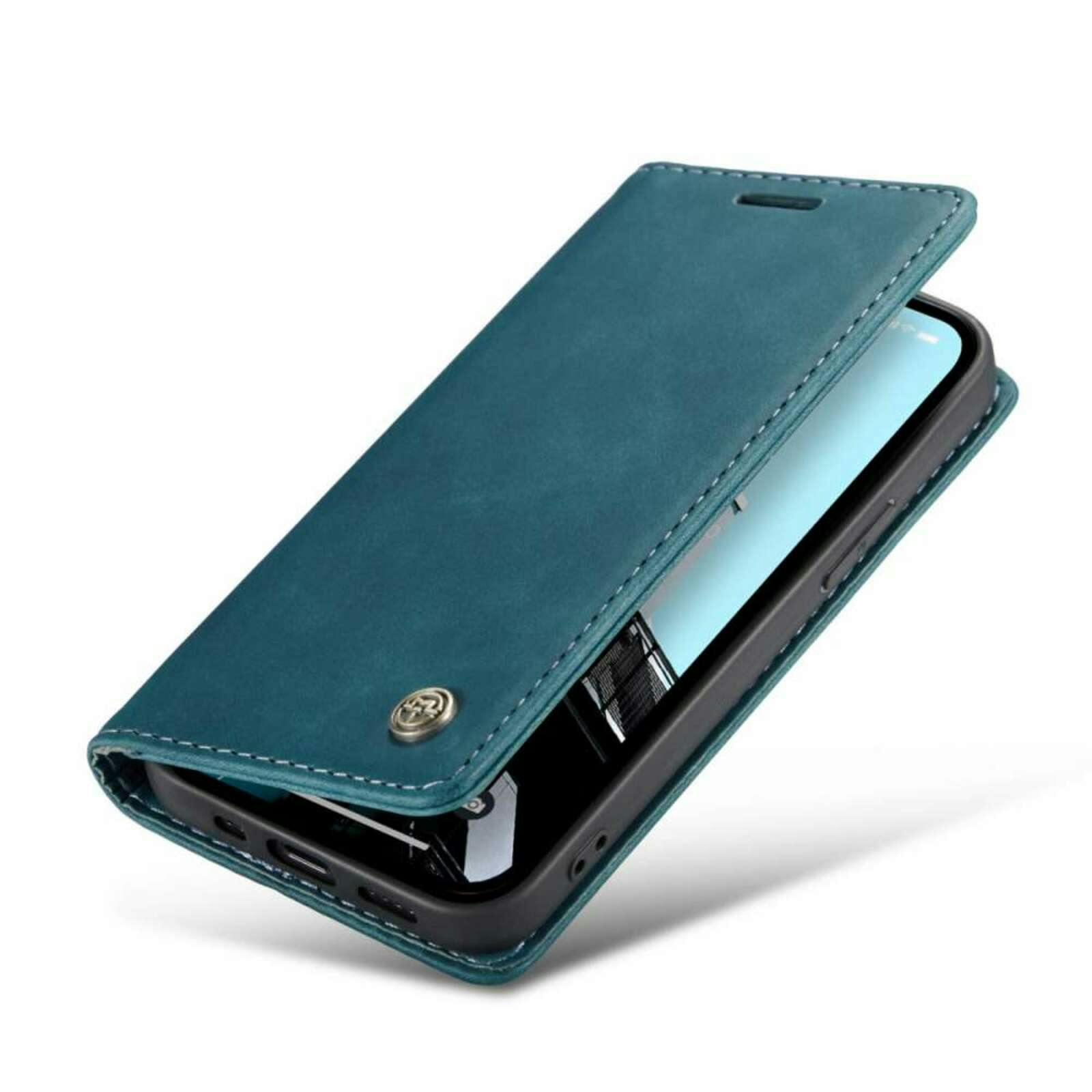 Caseme iPhone 14 Pro Retro Portemonnee Hoesje Blauw
