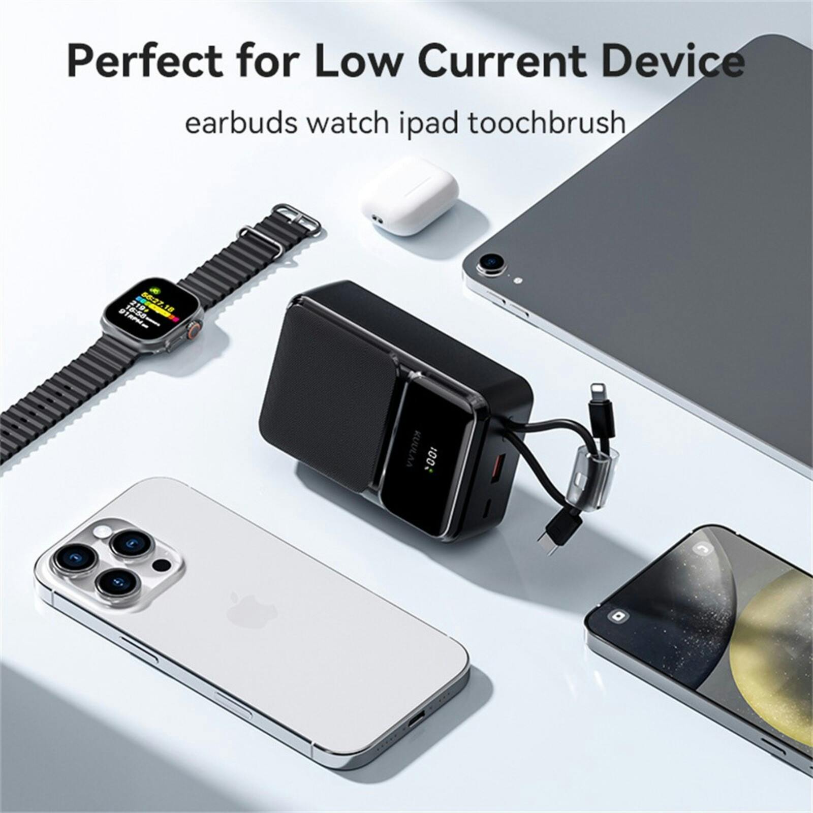 Kuulaa High Capacity Mini Powerbank 30.000mAh Zwart