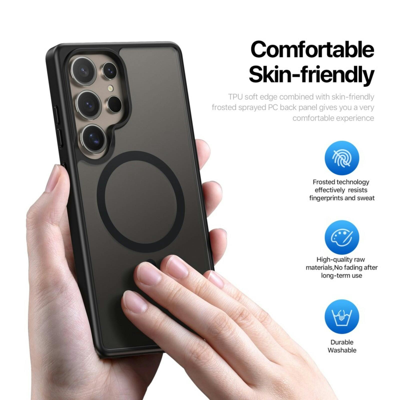 DUX DUCIS Samsung Galaxy S25 Ultra Mat MagSafe Hoesje Zwart