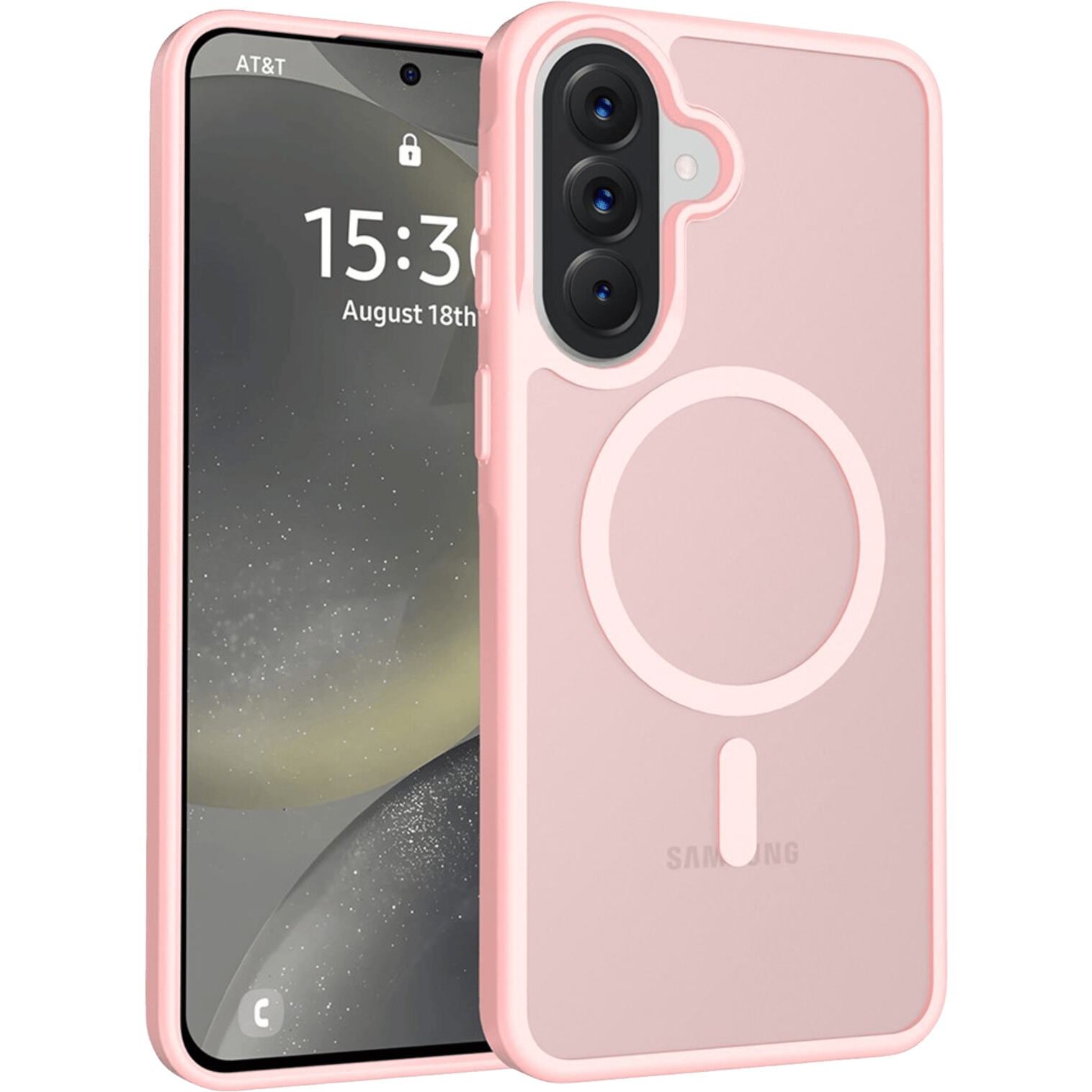 CaseBody Samsung Galaxy A57 Slim Anti-Shock MagSafe Hoesje Roze