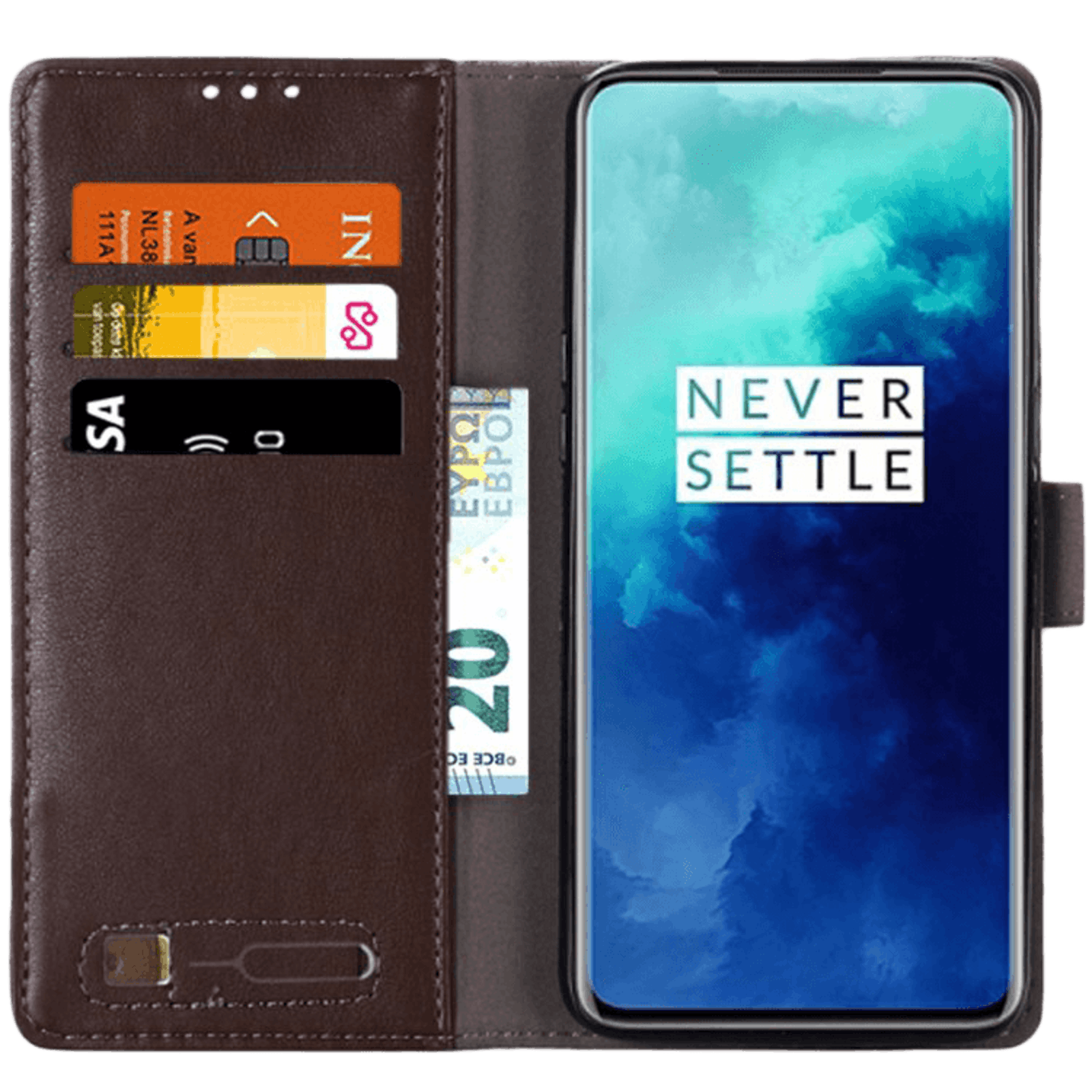 MUXMA OnePlus 7T Pro Bookcase Hoesje Bruin