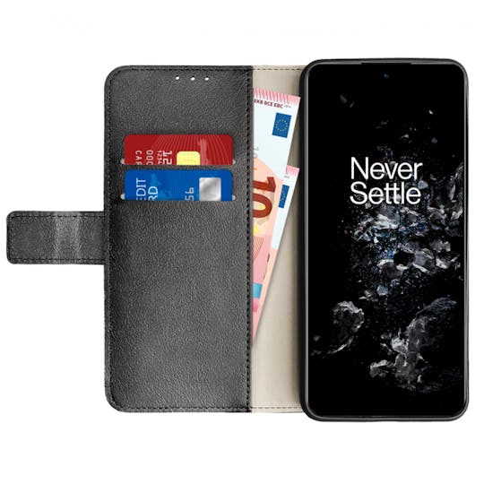 Just in Case OnePlus 10T Portemonnee Hoesje Zwart - Voorkant