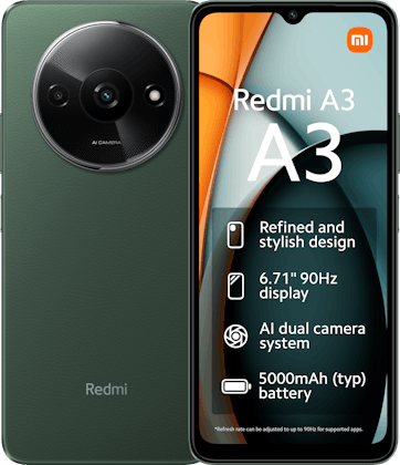 Xiaomi Redmi A3 Green - Voorkant & achterkant