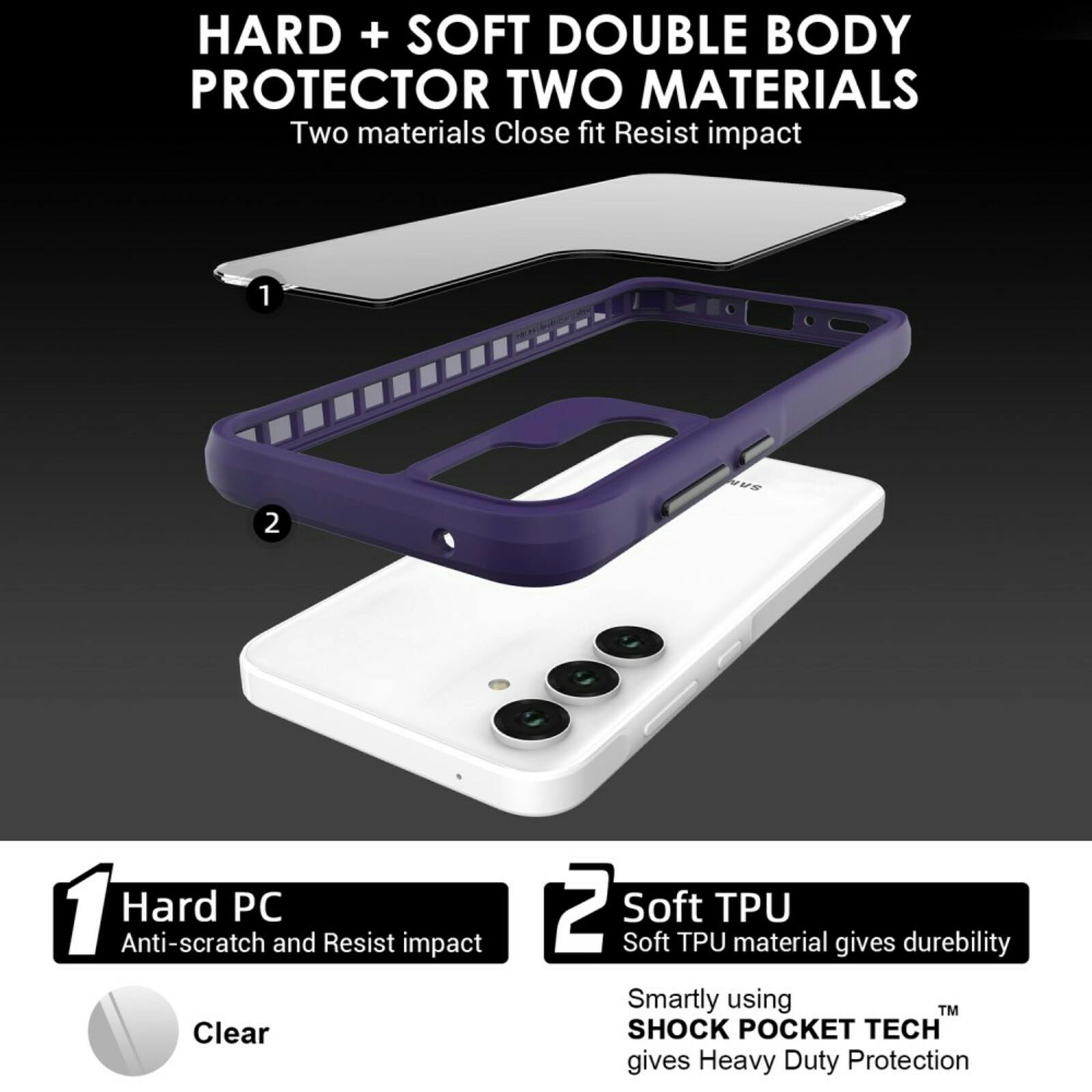 CaseBody Samsung A35 Combat X Beschermhoesje Paars