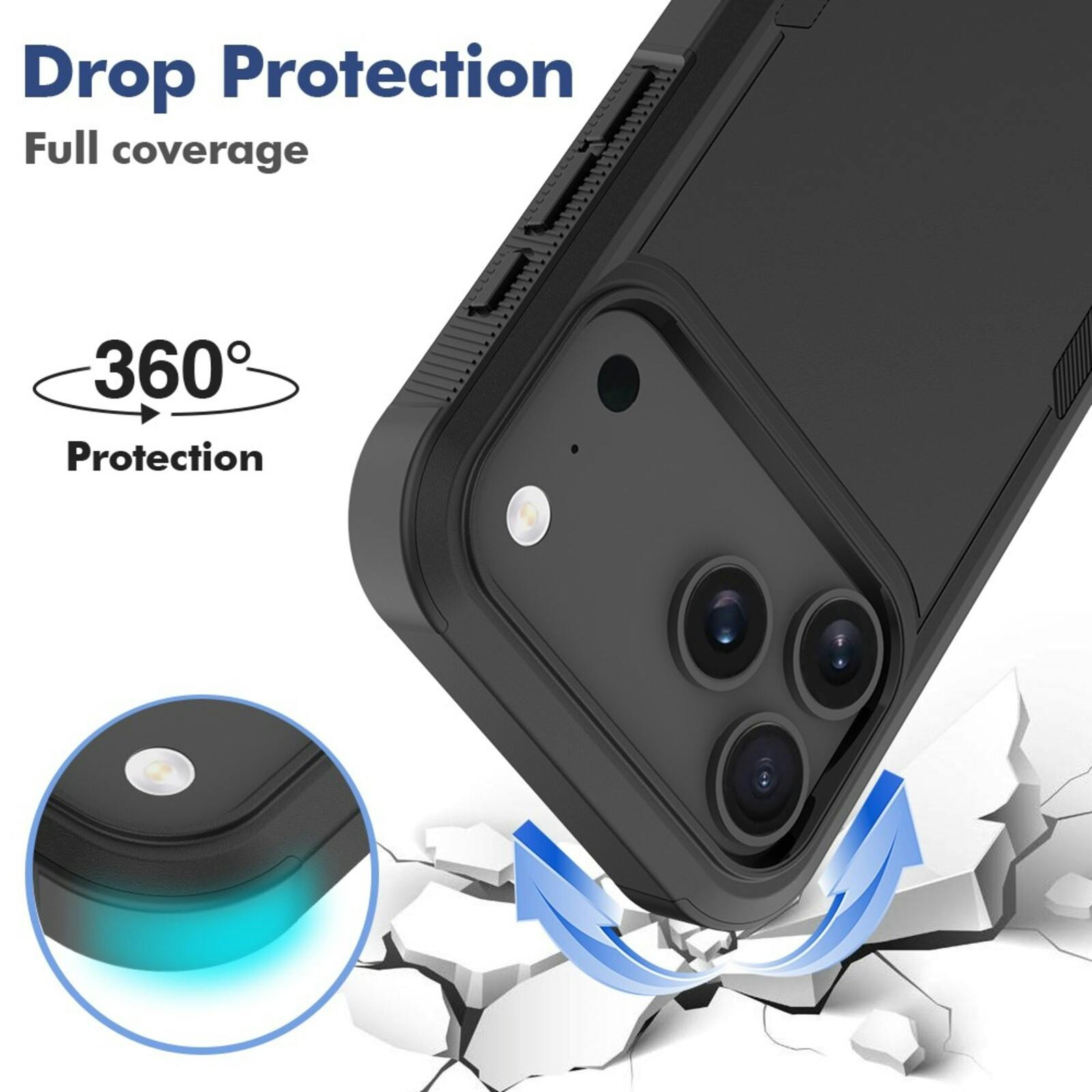 CaseBody Apple iPhone 17 Pro Max / 18 Pro Max Rugged Armor Back Cover Zwart