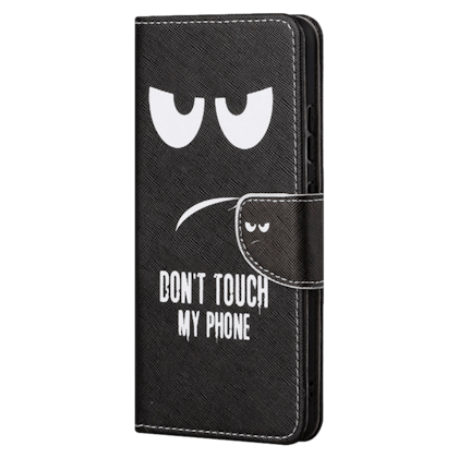 Mocaa Samsung Galaxy A53 Don't Touch My Bookcase Telefoonhoesje Zwart