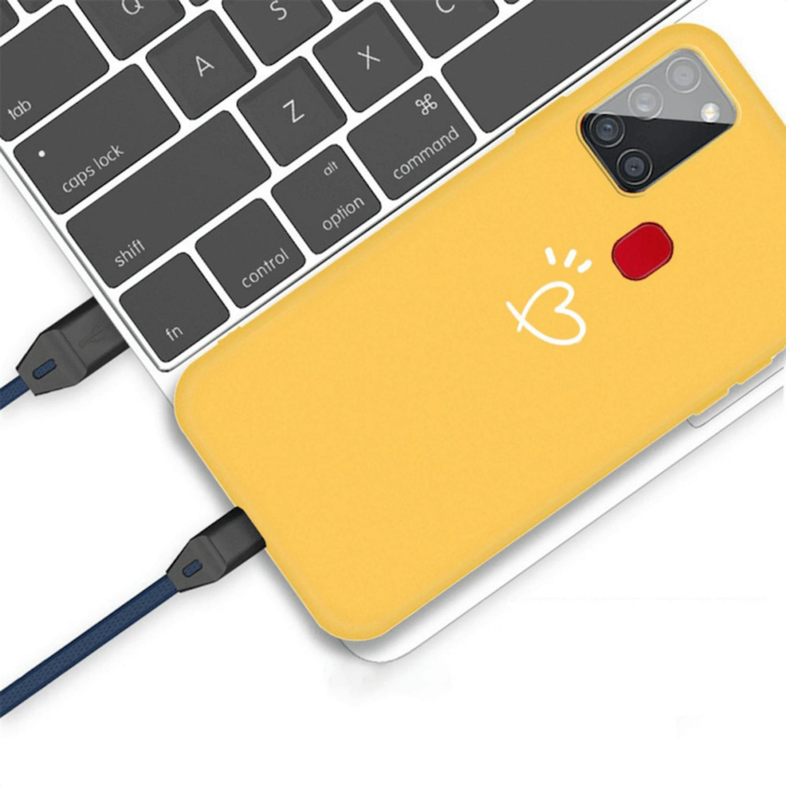 Mocaa Samsung Galaxy A21s Love Heart Case Geel