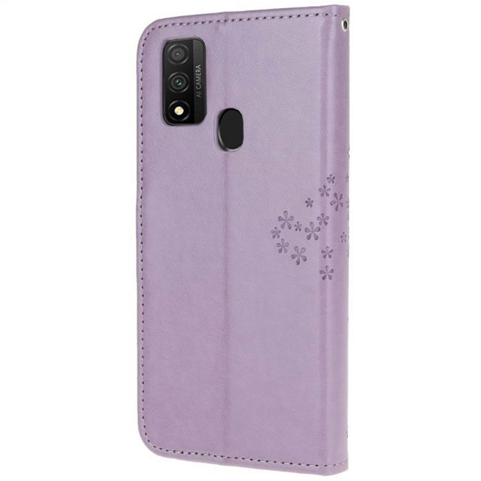 Comfycase Huawei P Smart 2020 Bookcase Hoesje Uiltjes Paars