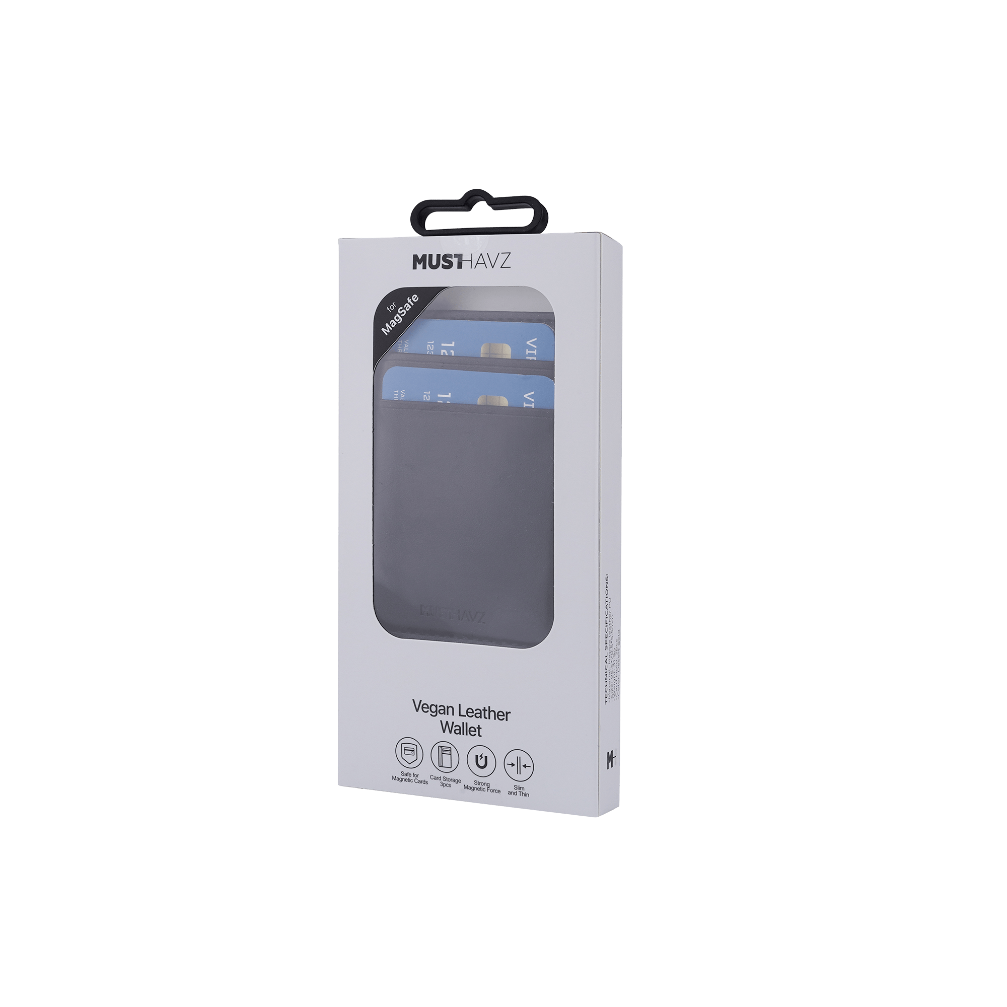 Musthavz MagSafe Vegan Leather Wallet Zwart