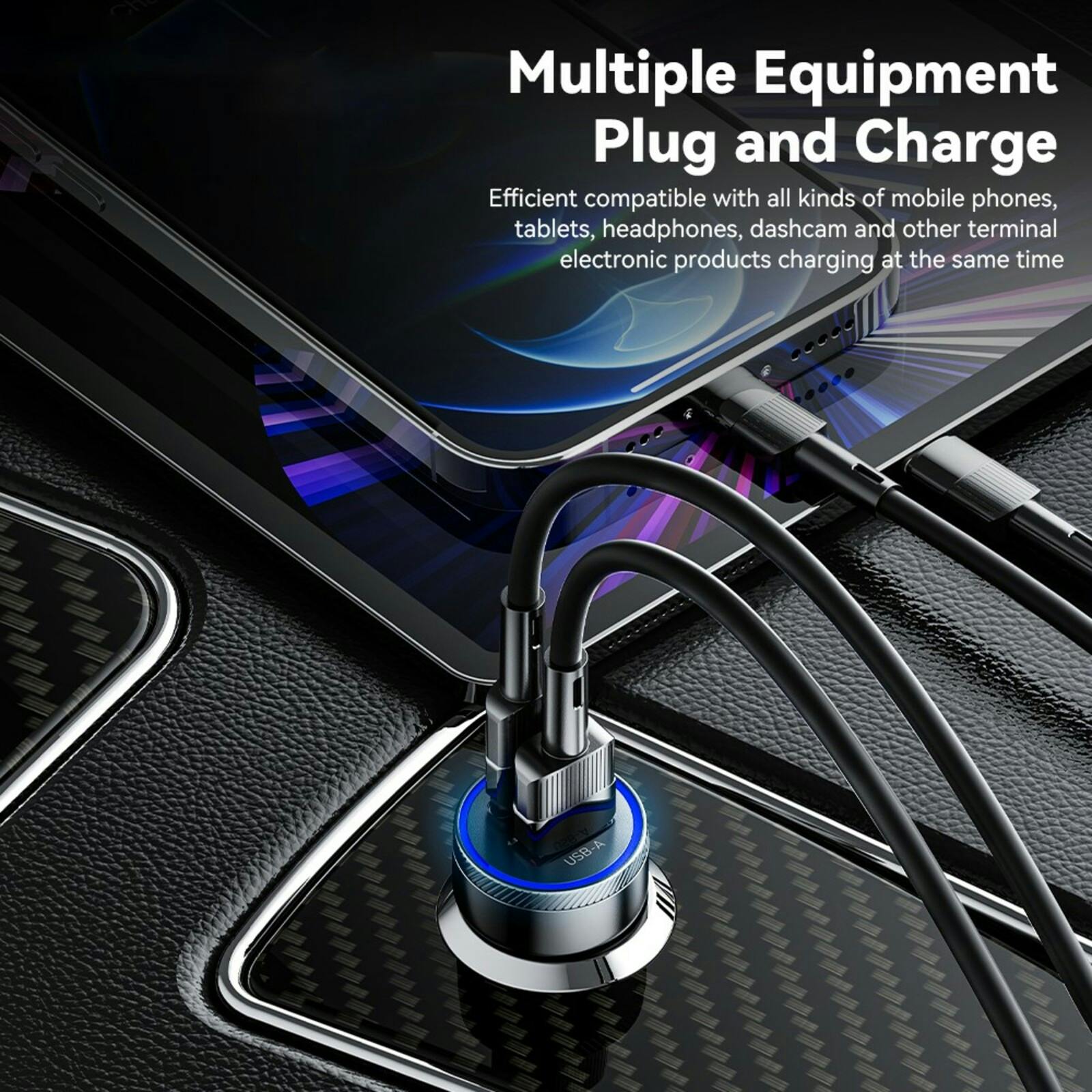 Essager Plug and Charge 54W Autolader USB en USB-C Zwart