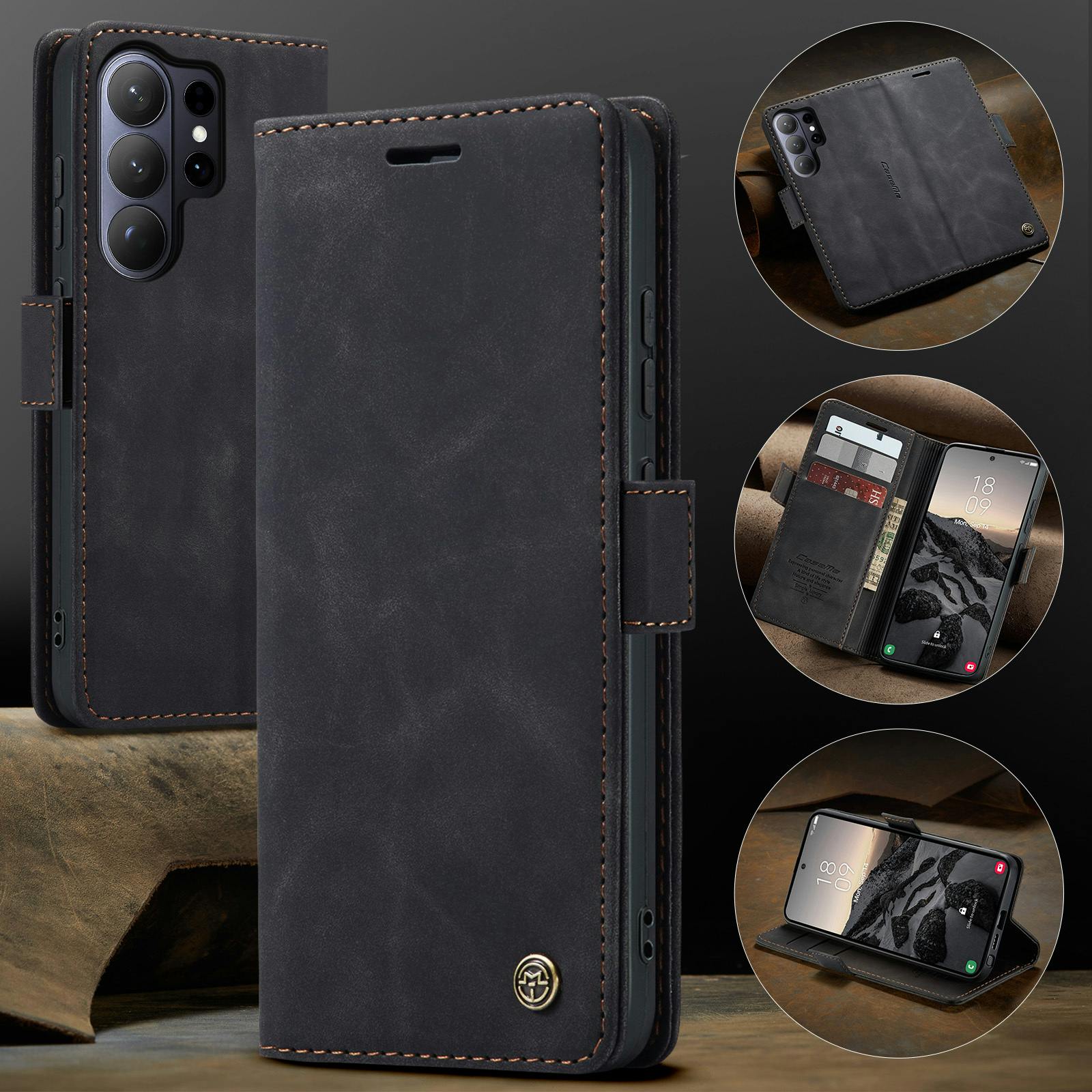 Caseme Samsung Galaxy S26 Ultra Business Bookcase Hoesje Zwart