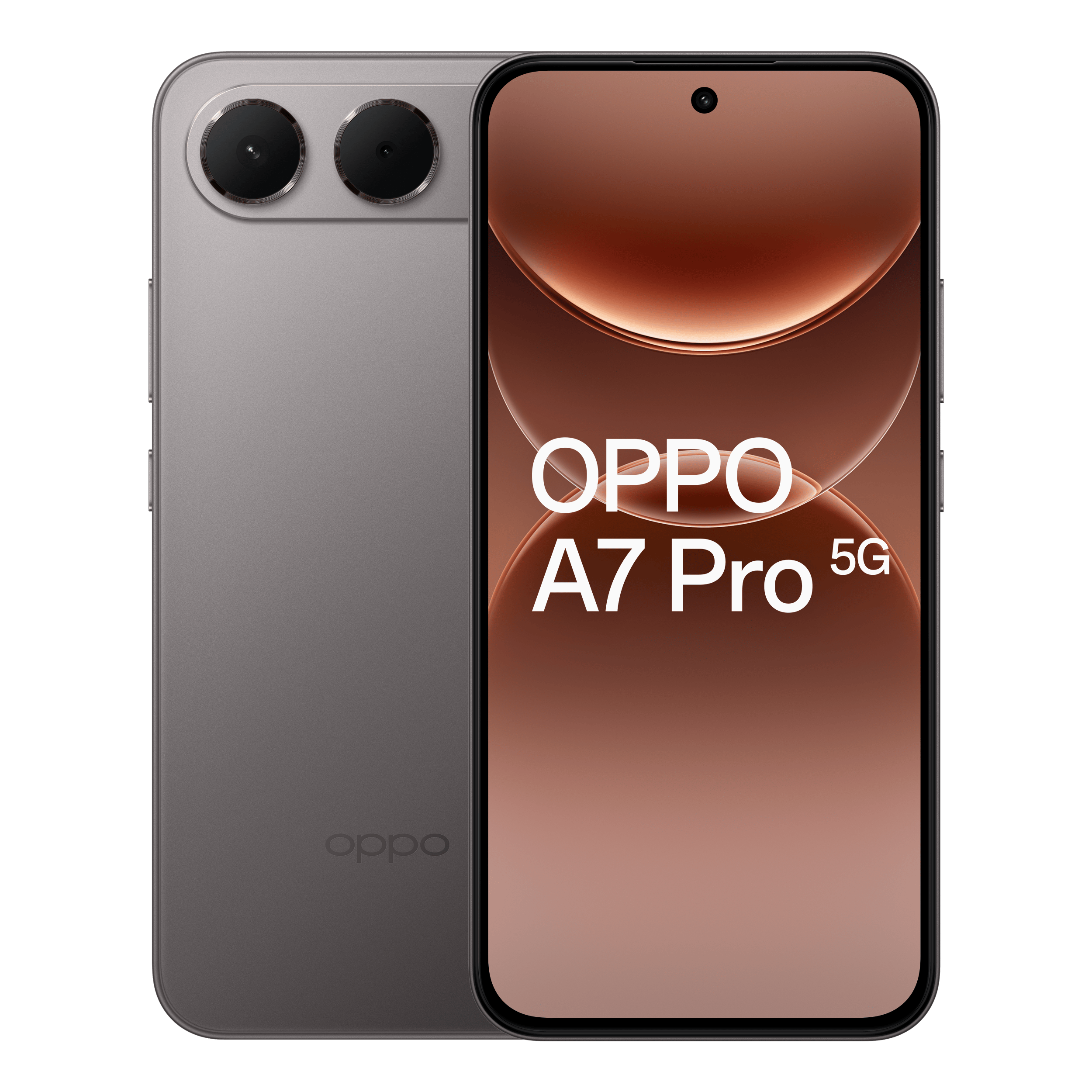 OPPO A7 Pro 5G Shine Titanium - Voorkant & achterkant