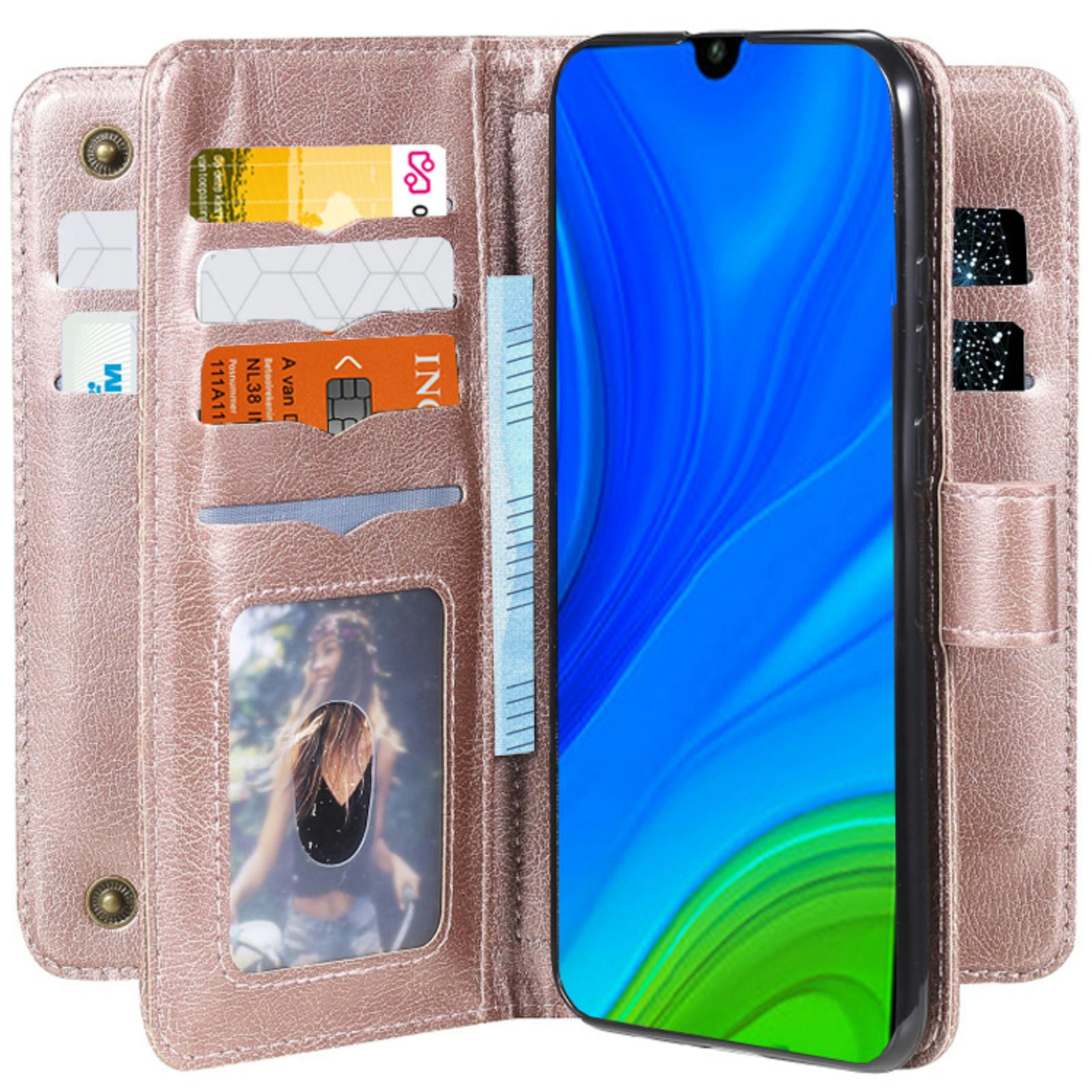 TwoTone Huawei P Smart 2020 Luxury Wallet Roségoud
