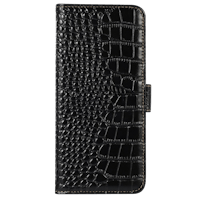 Mocaa Samsung Galaxy A25 Croco Book Case Leer Zwart
