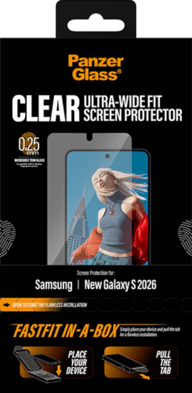 PanzerGlass Samsung Galaxy S26 Fastfit In-a-Box Screenprotector Transparant