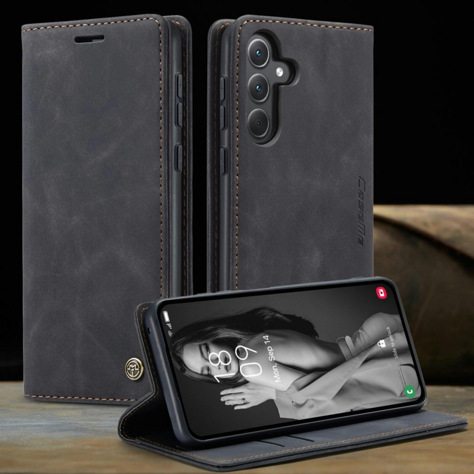 Caseme Samsung Galaxy A56 Business Bookcase Hoesje Zwart